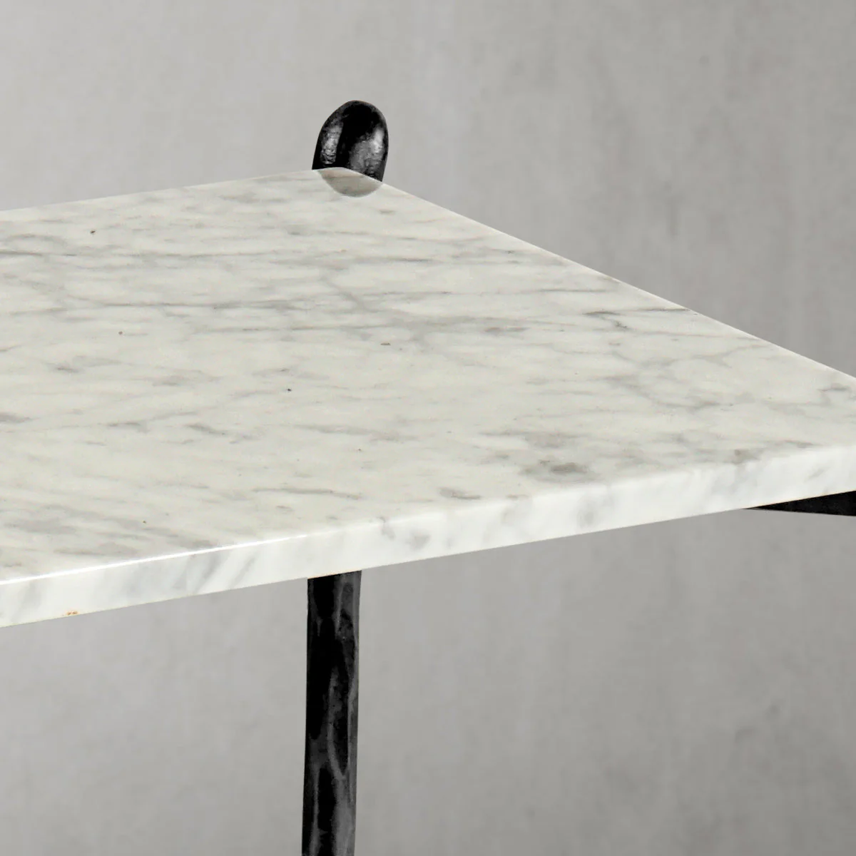 Hand-Forged Metal Square Marble Side Table - Image 9