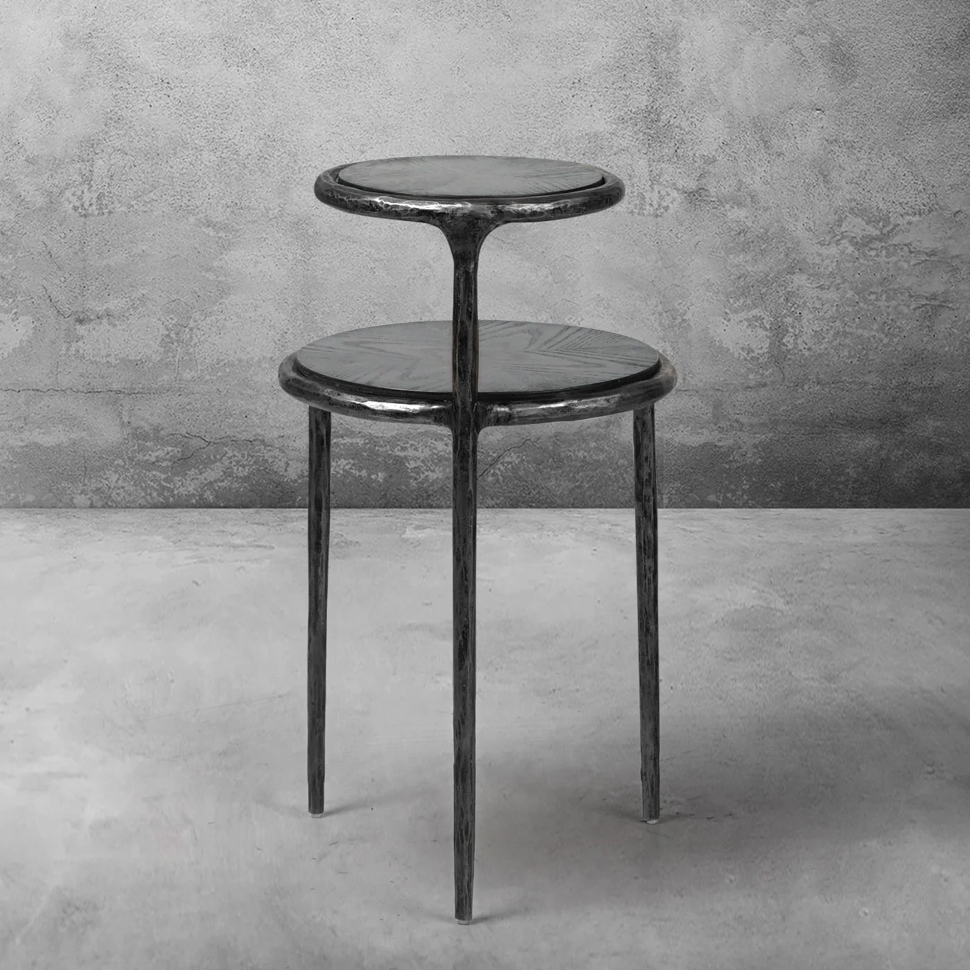 Hand-Forged Metal Tiered Accent Table - Image 11