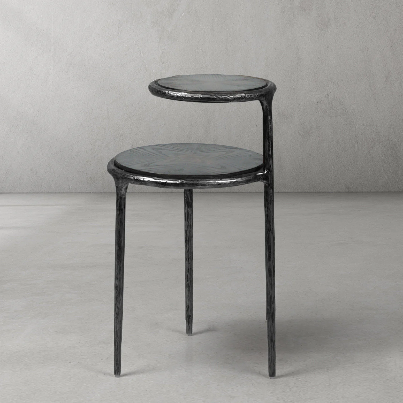 Hand-Forged Metal Tiered Accent Table - Image 9
