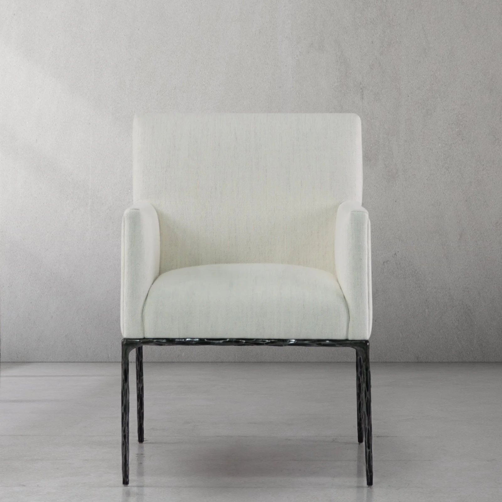 Hand-Forged Metal Track Fabric Lounge Armchair - Image 10