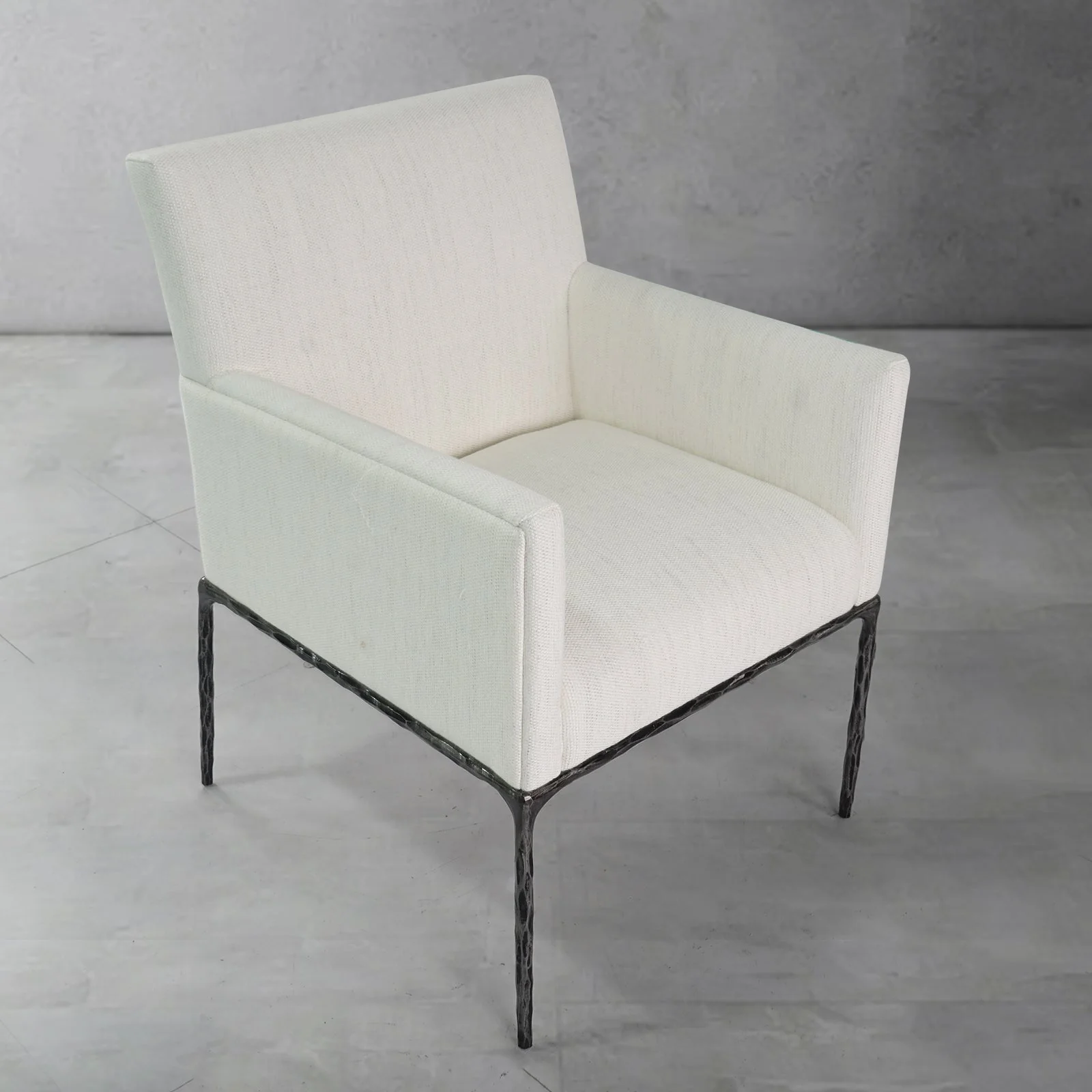 Hand-Forged Metal Track Fabric Lounge Armchair - Image 11