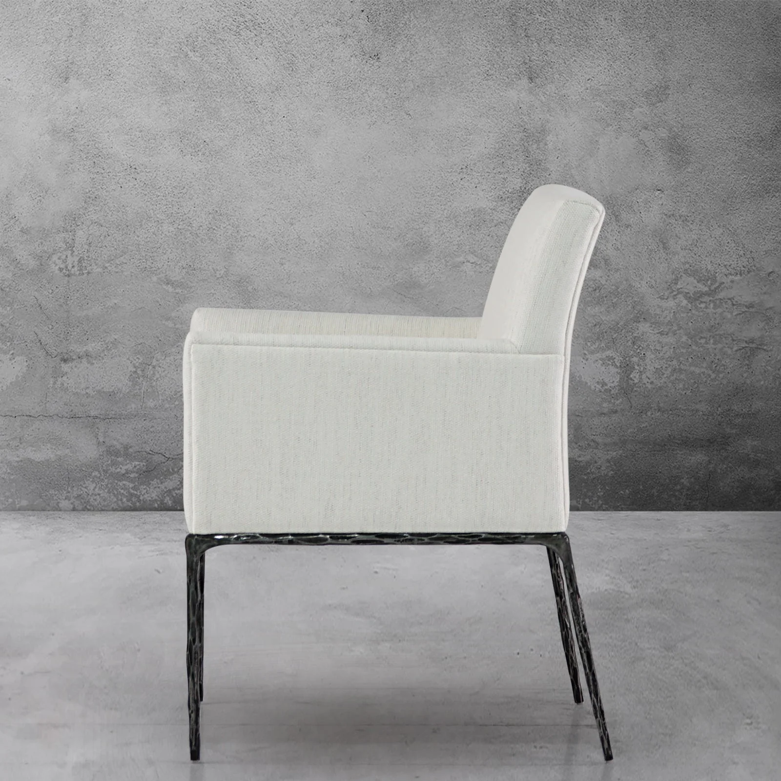 Hand-Forged Metal Track Fabric Lounge Armchair - Image 12