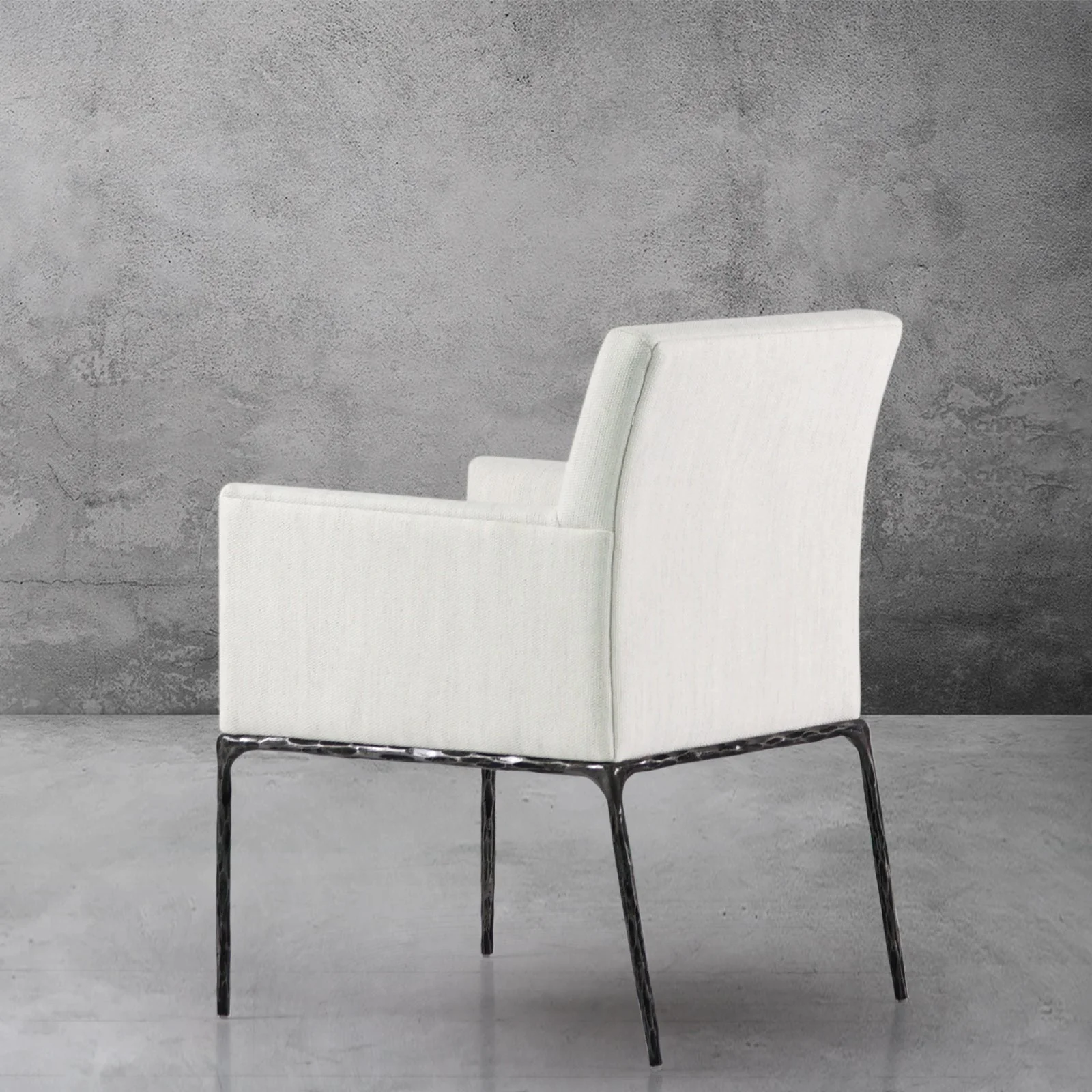 Hand-Forged Metal Track Fabric Lounge Armchair - Image 13