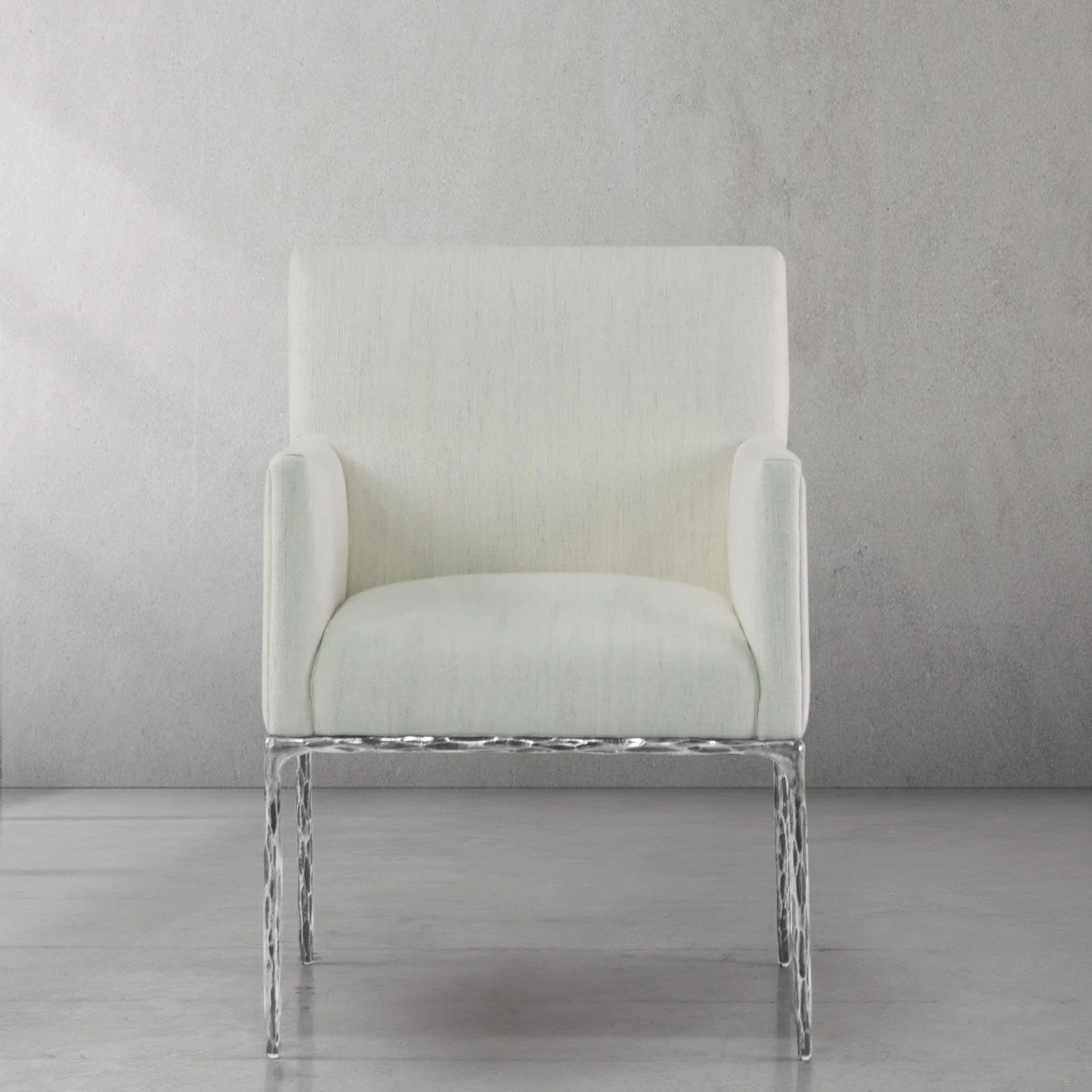 Hand-Forged Metal Track Fabric Lounge Armchair - Image 18