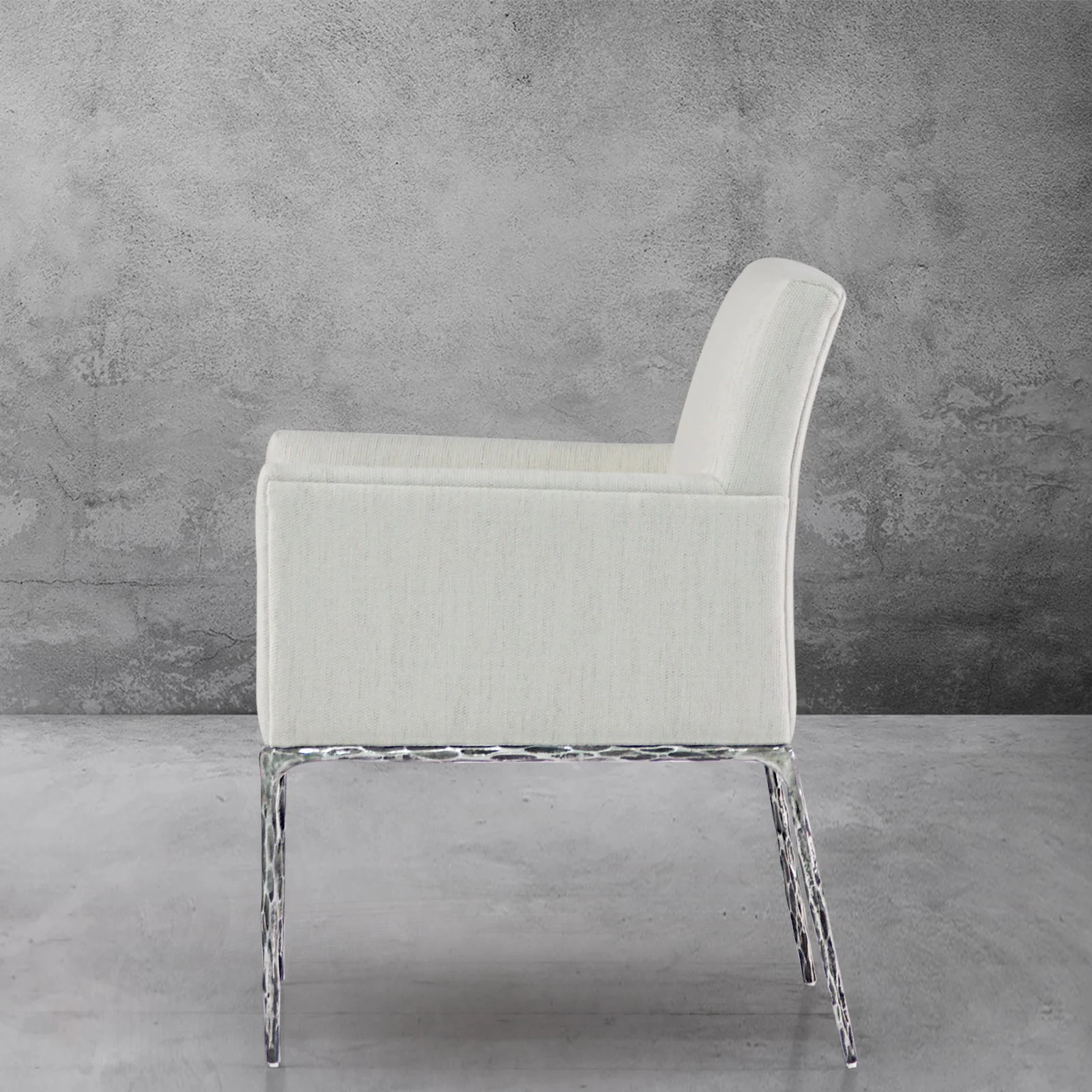 Hand-Forged Metal Track Fabric Lounge Armchair - Image 20