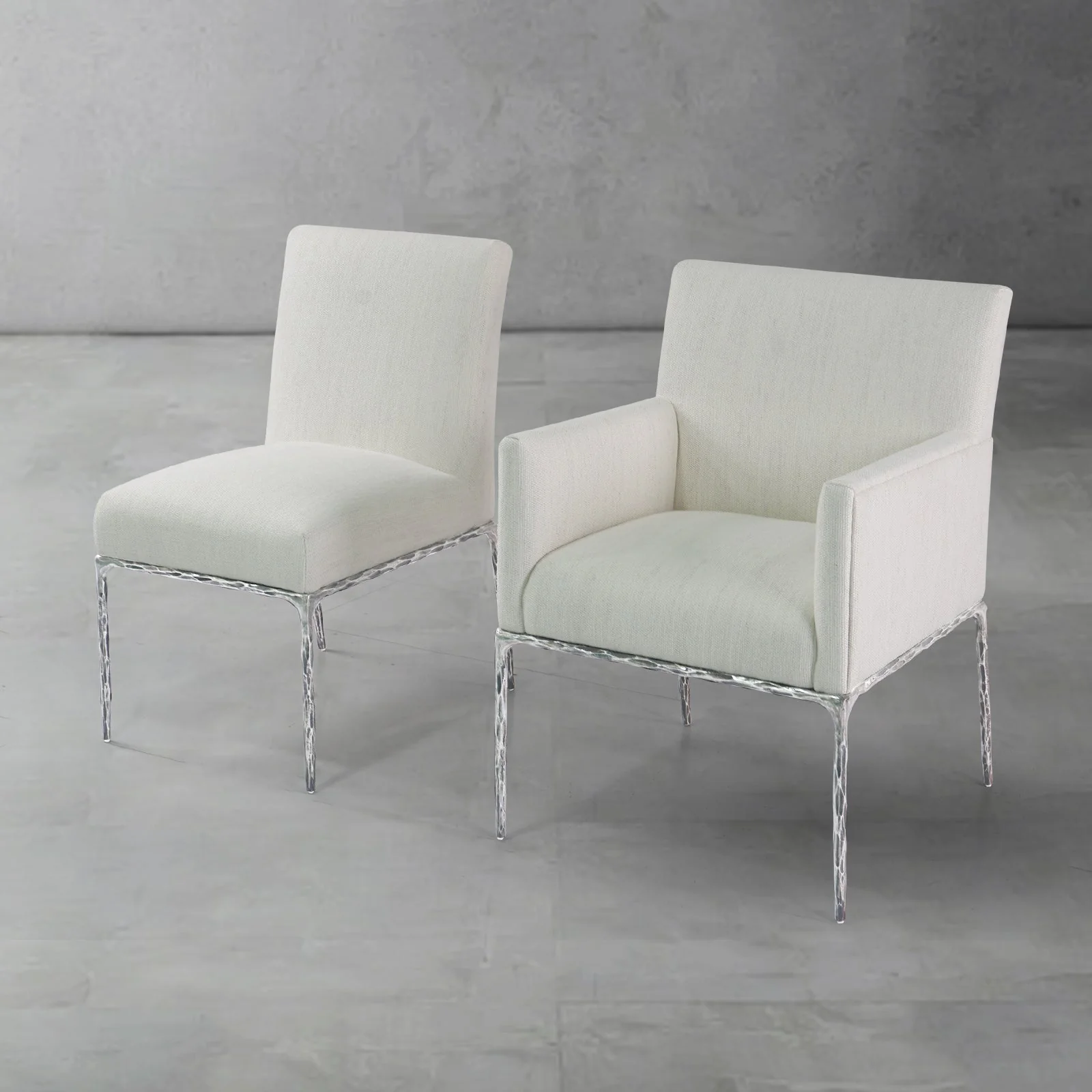 Hand-Forged Metal Track Fabric Lounge Armchair - Image 24