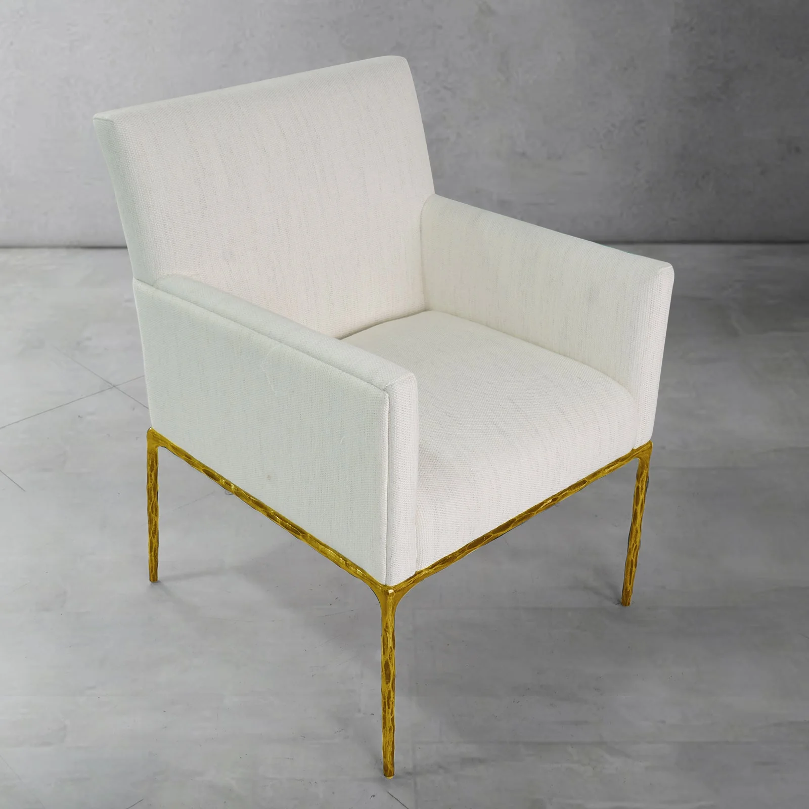 Hand-Forged Metal Track Fabric Lounge Armchair - Image 3