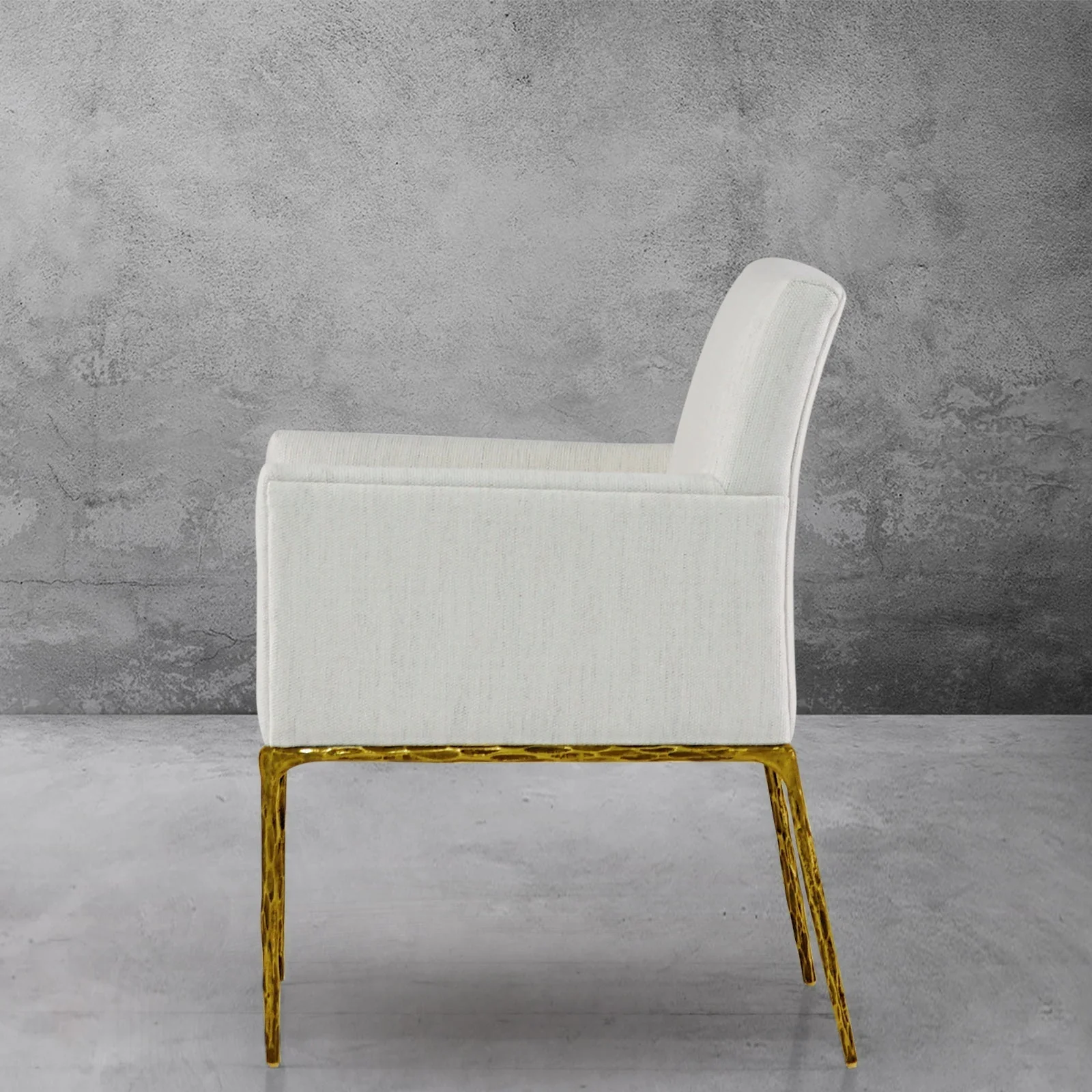 Hand-Forged Metal Track Fabric Lounge Armchair - Image 4