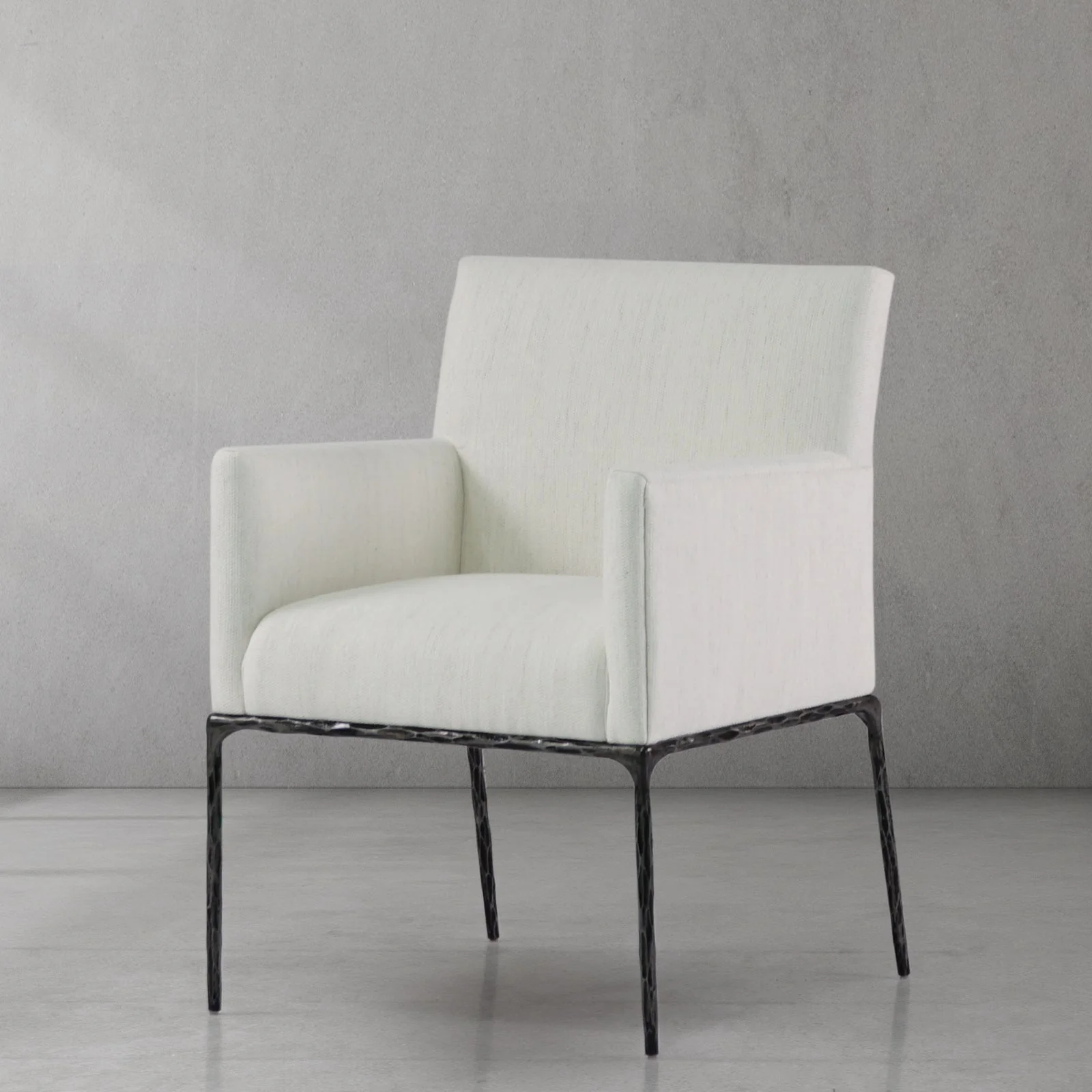 Hand-Forged Metal Track Fabric Lounge Armchair - Image 9