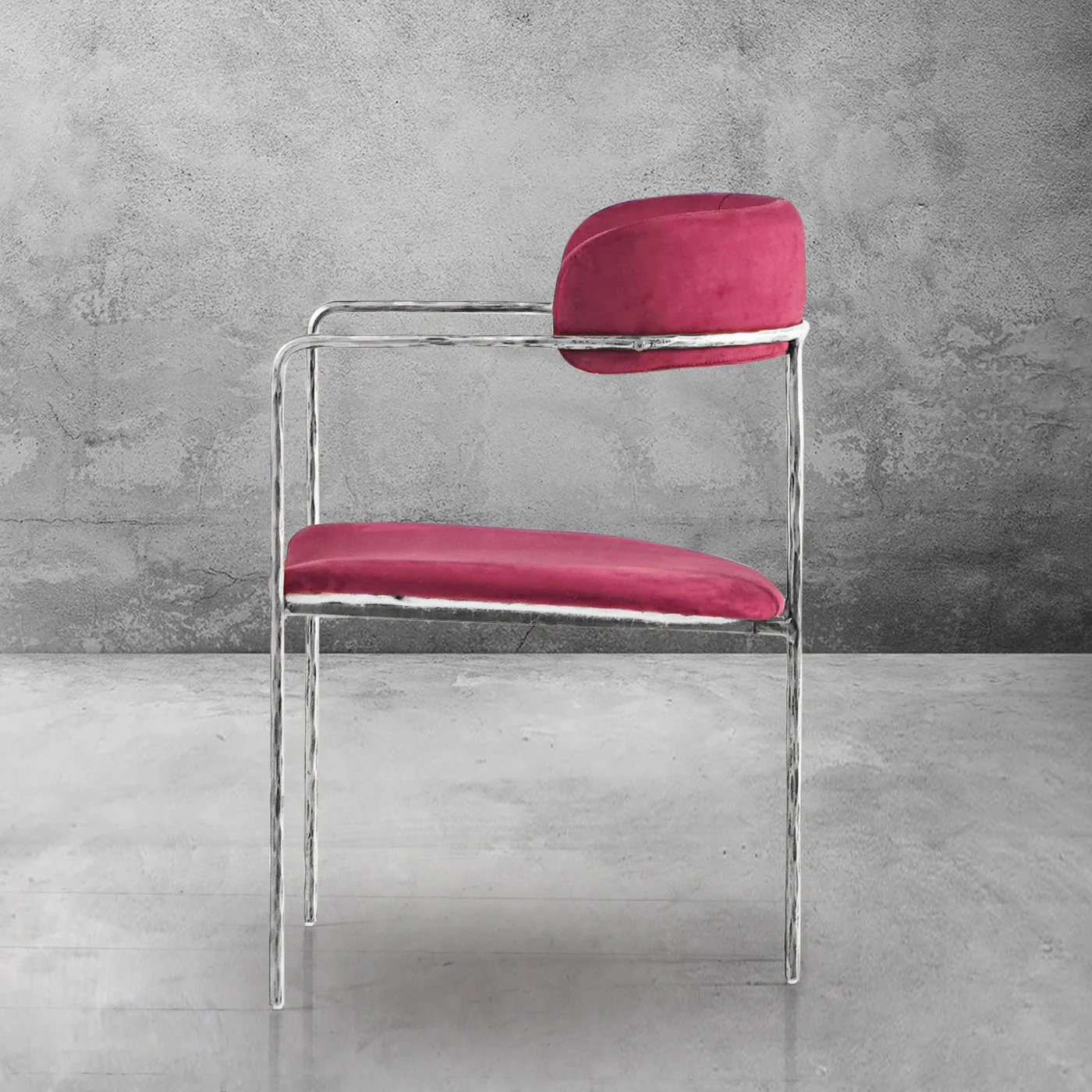 Hand-Forged Metal Vintage Armrest Dining Chair - Image 13