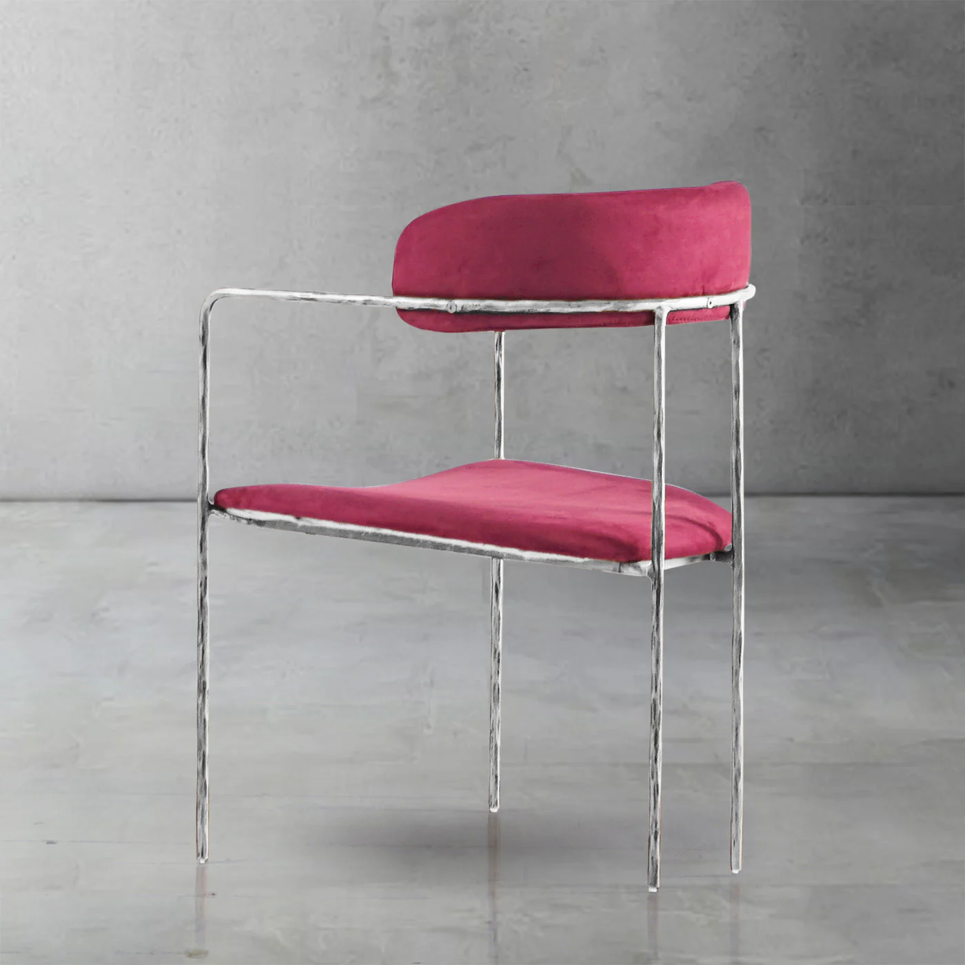 Hand-Forged Metal Vintage Armrest Dining Chair - Image 14