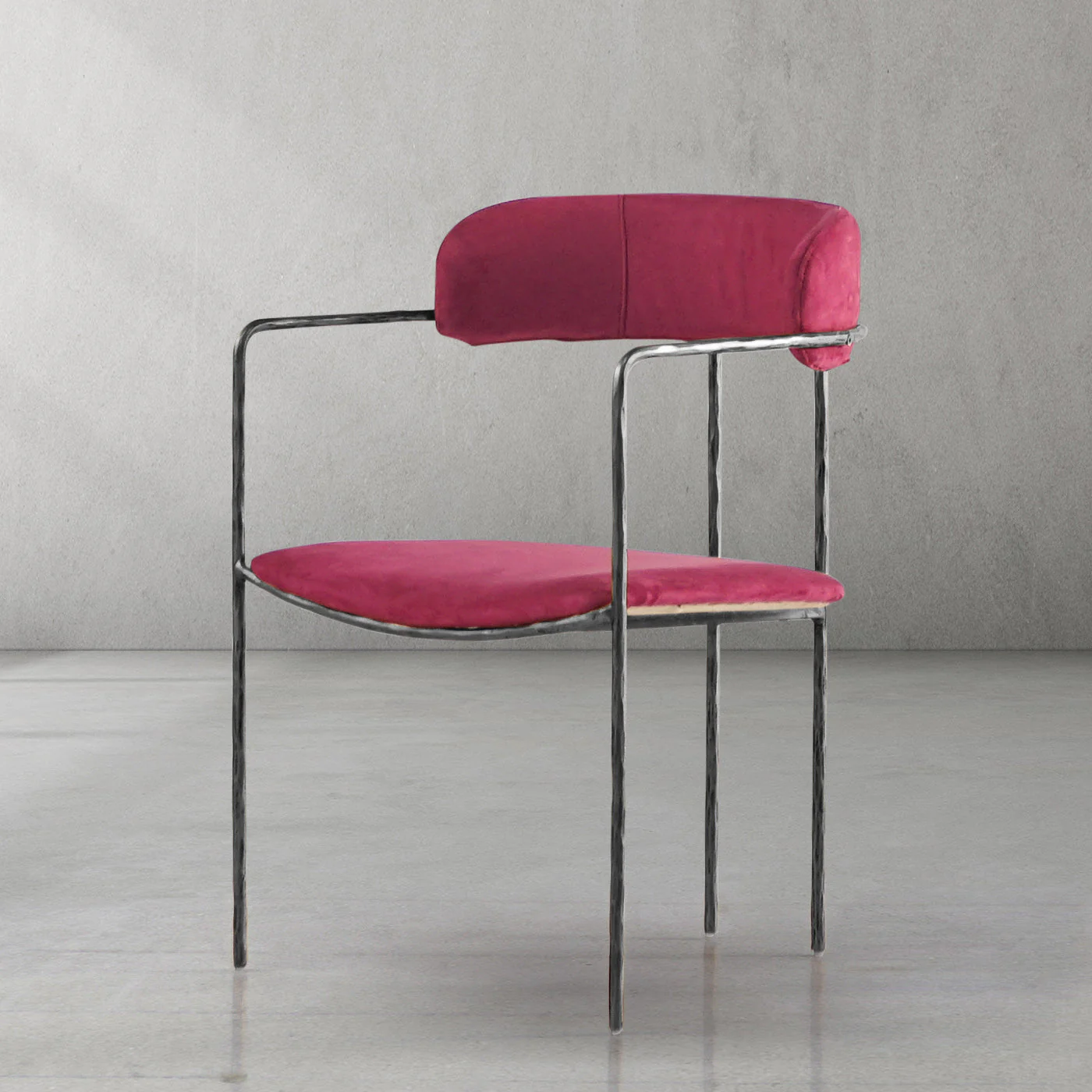 Hand-Forged Metal Vintage Armrest Dining Chair - Image 20