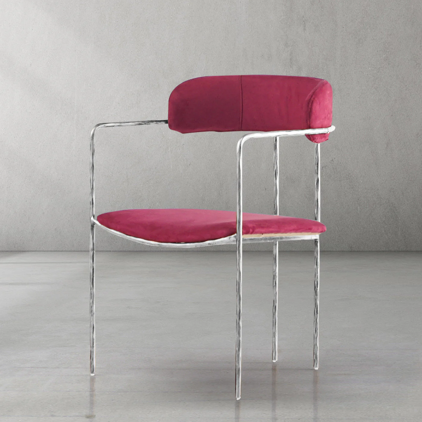 Hand-Forged Metal Vintage Armrest Dining Chair - Image 21