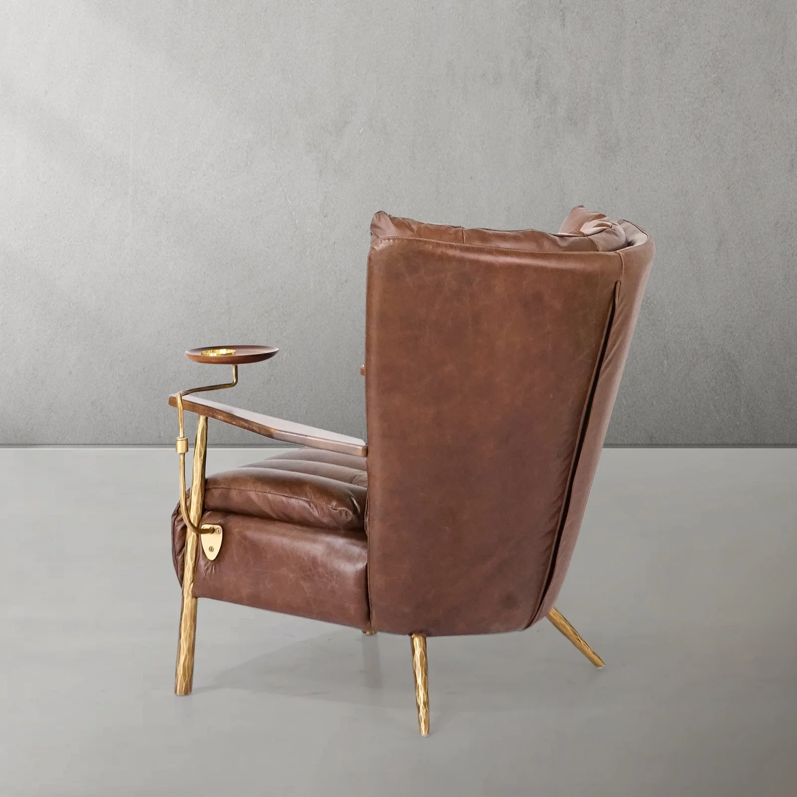 Hand-Forged Metal Vintage Leather Armchair Cigar Chair - Image 10