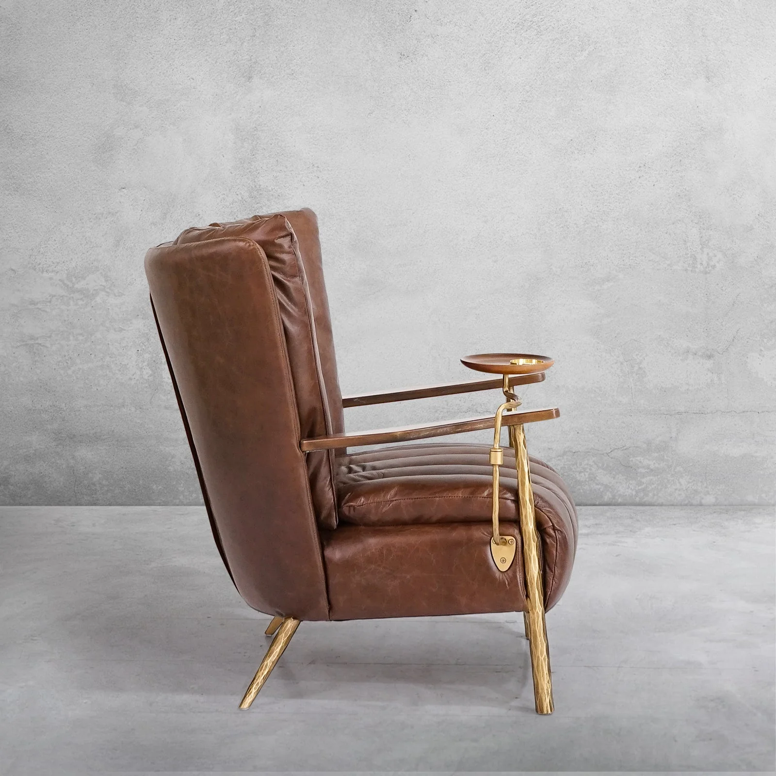 Hand-Forged Metal Vintage Leather Armchair Cigar Chair - Image 12
