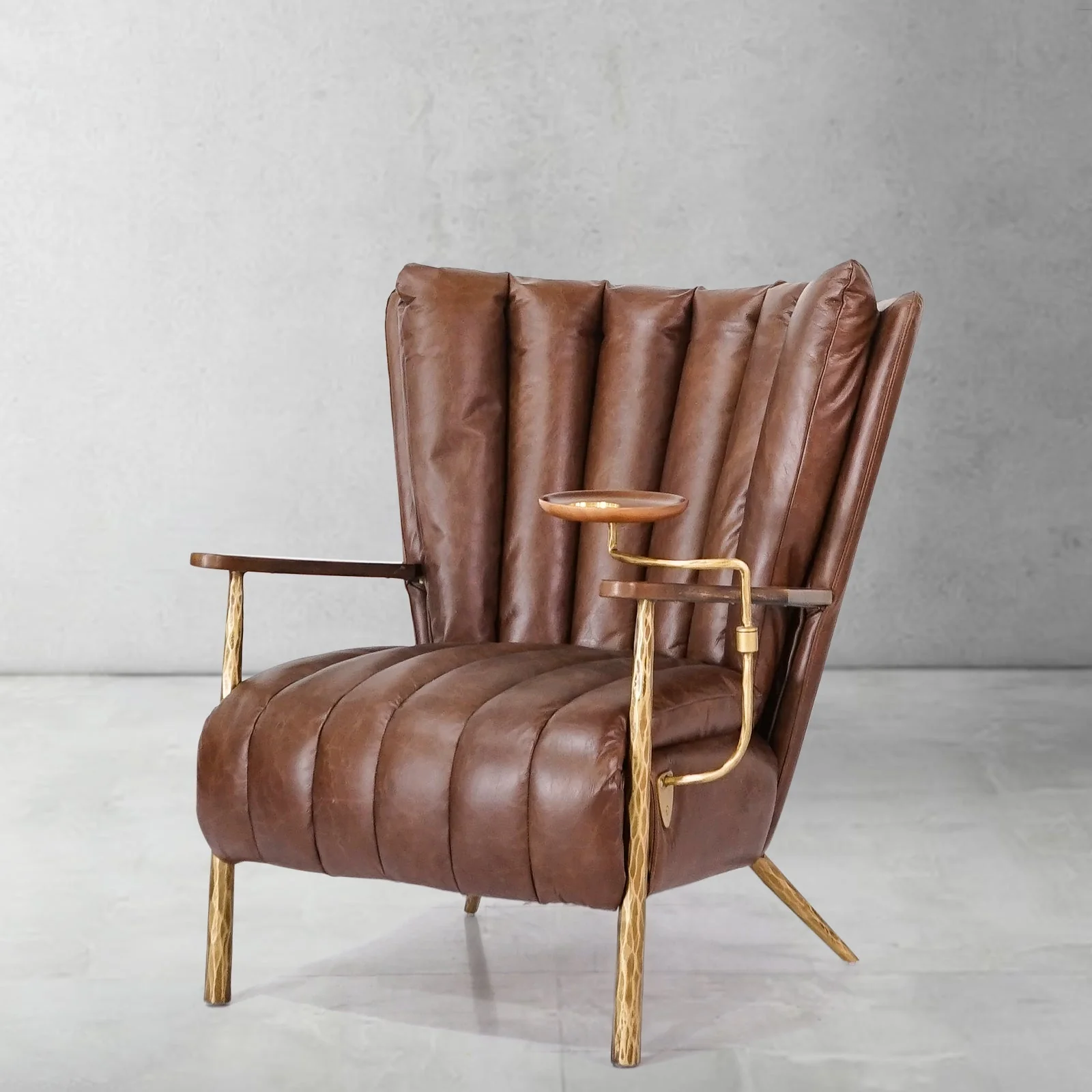Hand-Forged Metal Vintage Leather Armchair Cigar Chair - Image 24