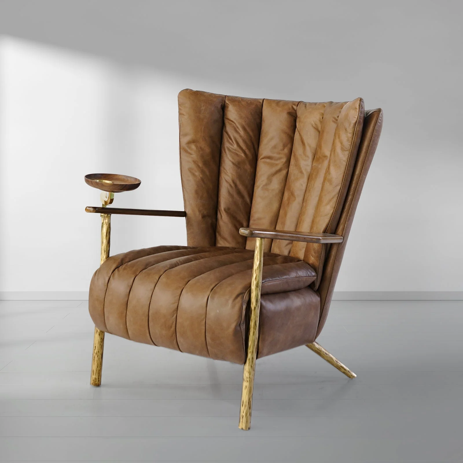 Hand-Forged Metal Vintage Leather Armchair Cigar Chair - Image 25