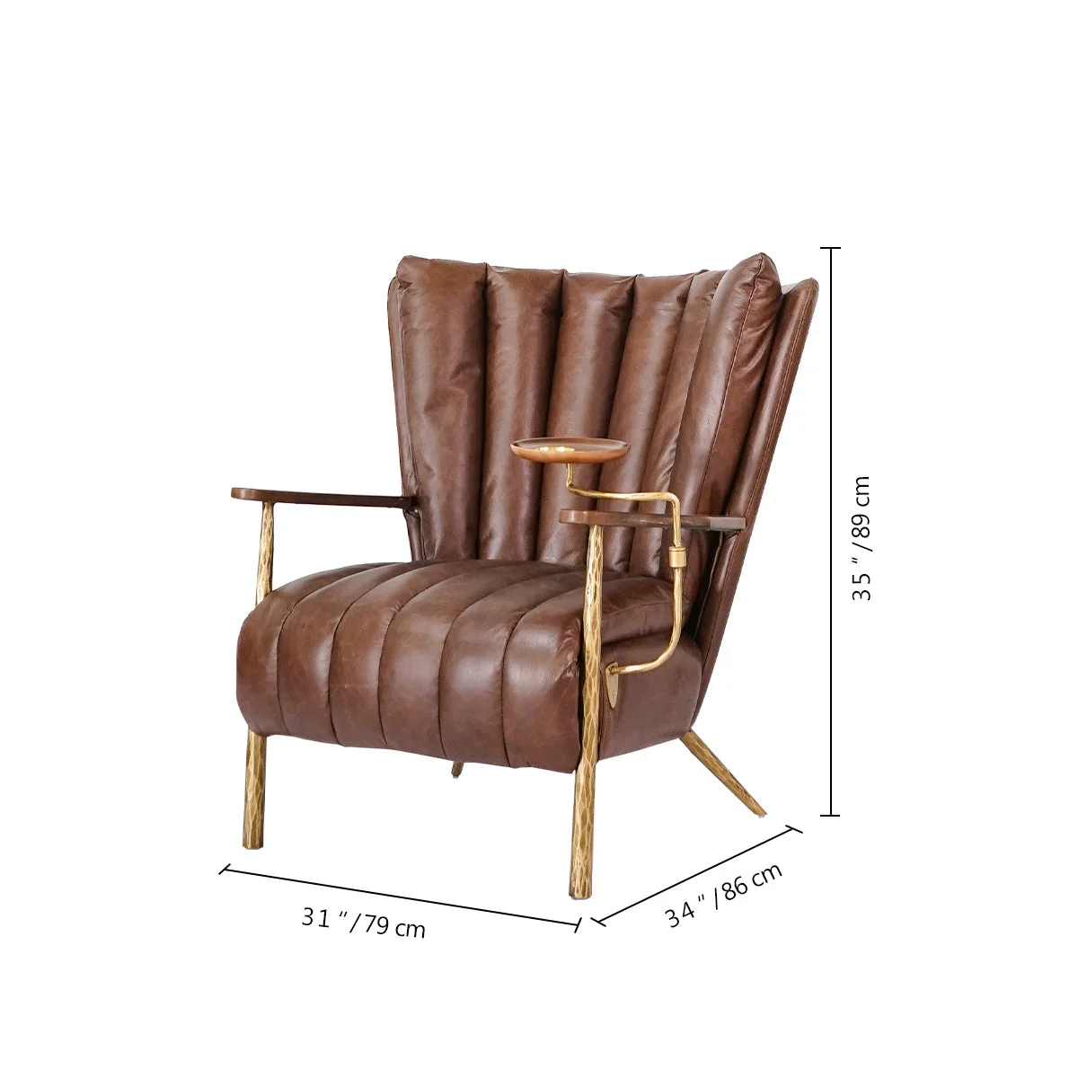 Hand-Forged Metal Vintage Leather Armchair Cigar Chair - Image 5