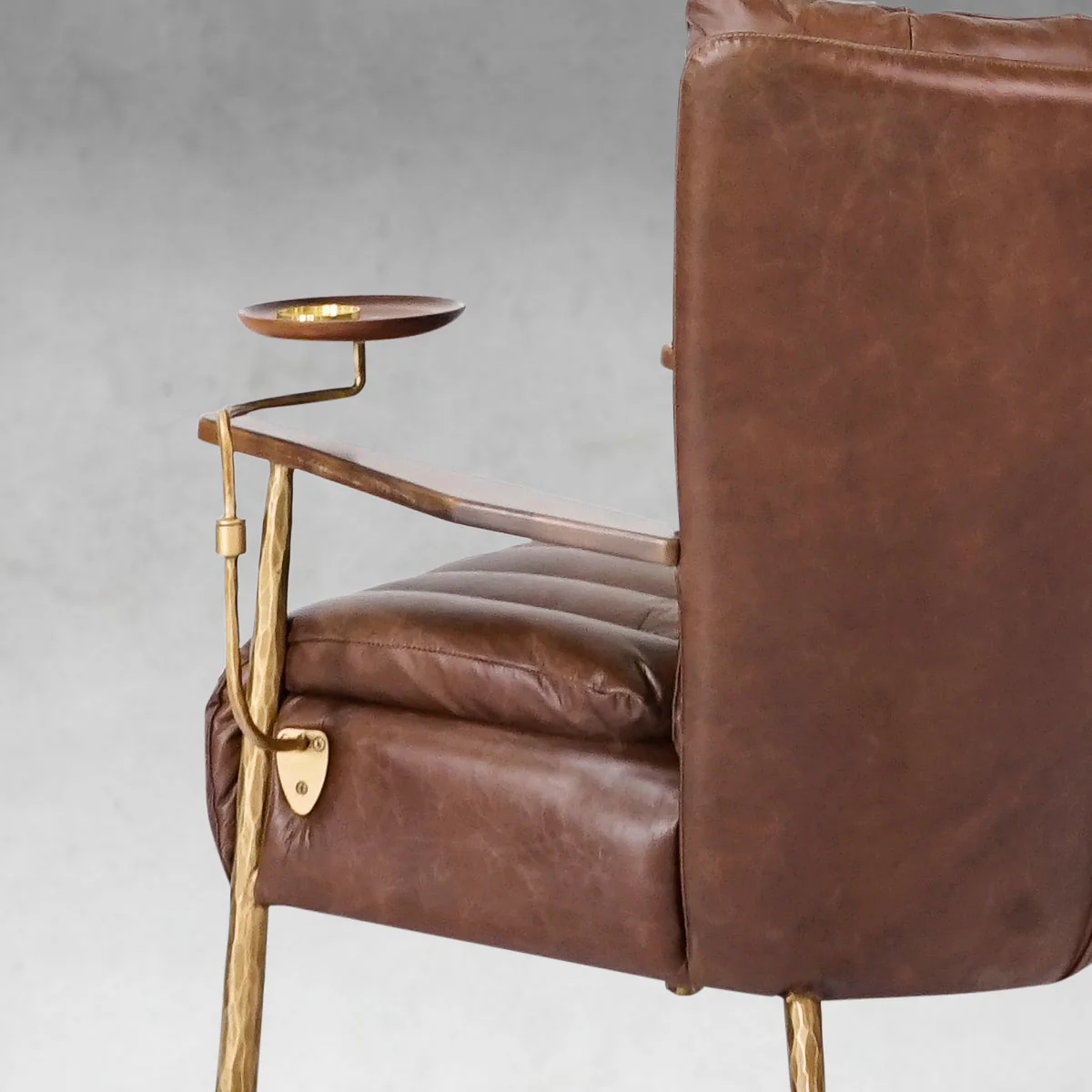 Hand-Forged Metal Vintage Leather Armchair Cigar Chair - Image 9