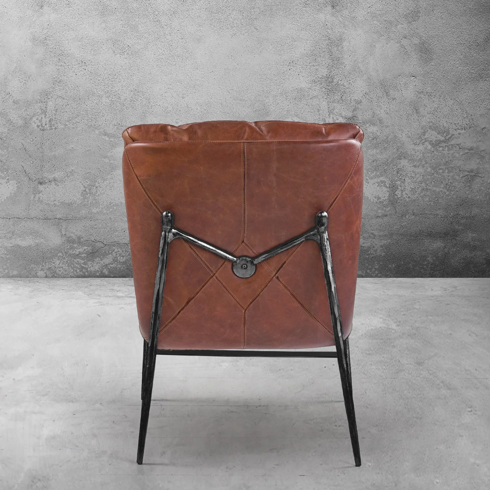 Hand-Forged Metal Vintage Leather Armrest Lounge Chair - Image 13
