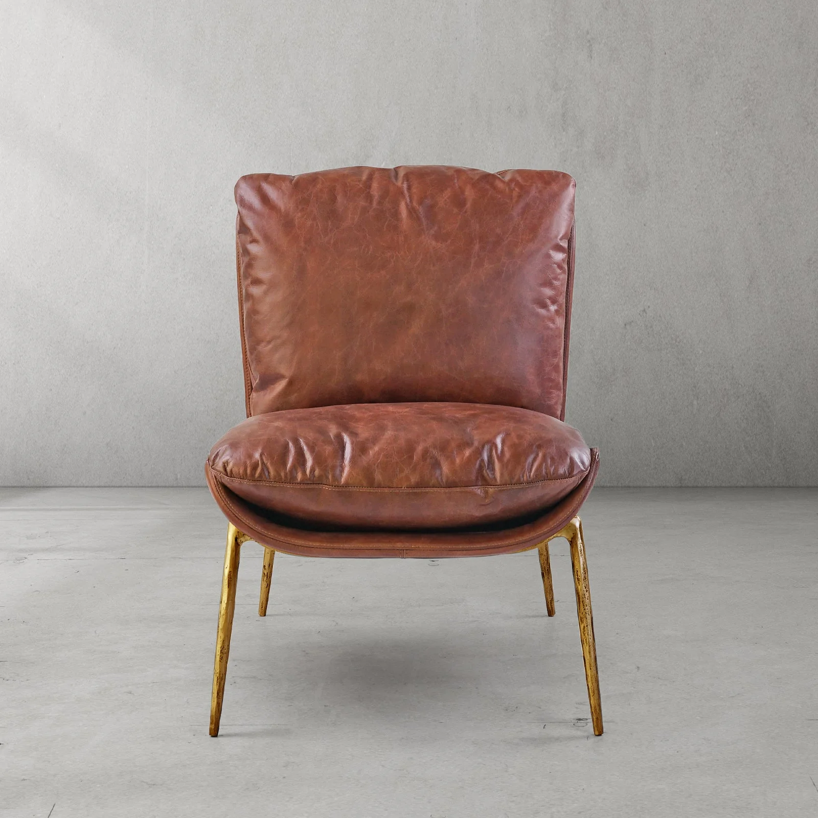Hand-Forged Metal Vintage Leather Armrest Lounge Chair - Image 2