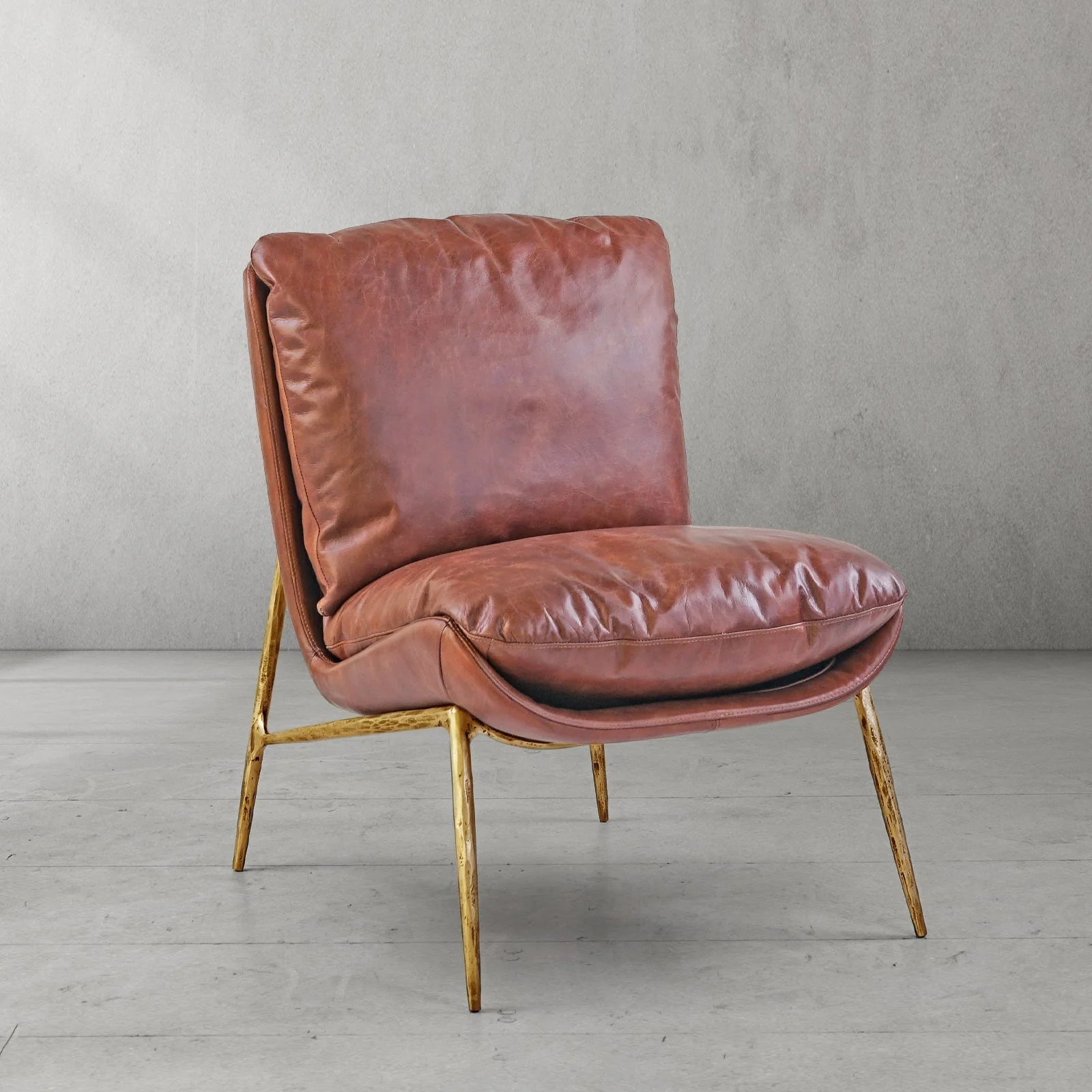 Hand-Forged Metal Vintage Leather Armrest Lounge Chair - Image 25