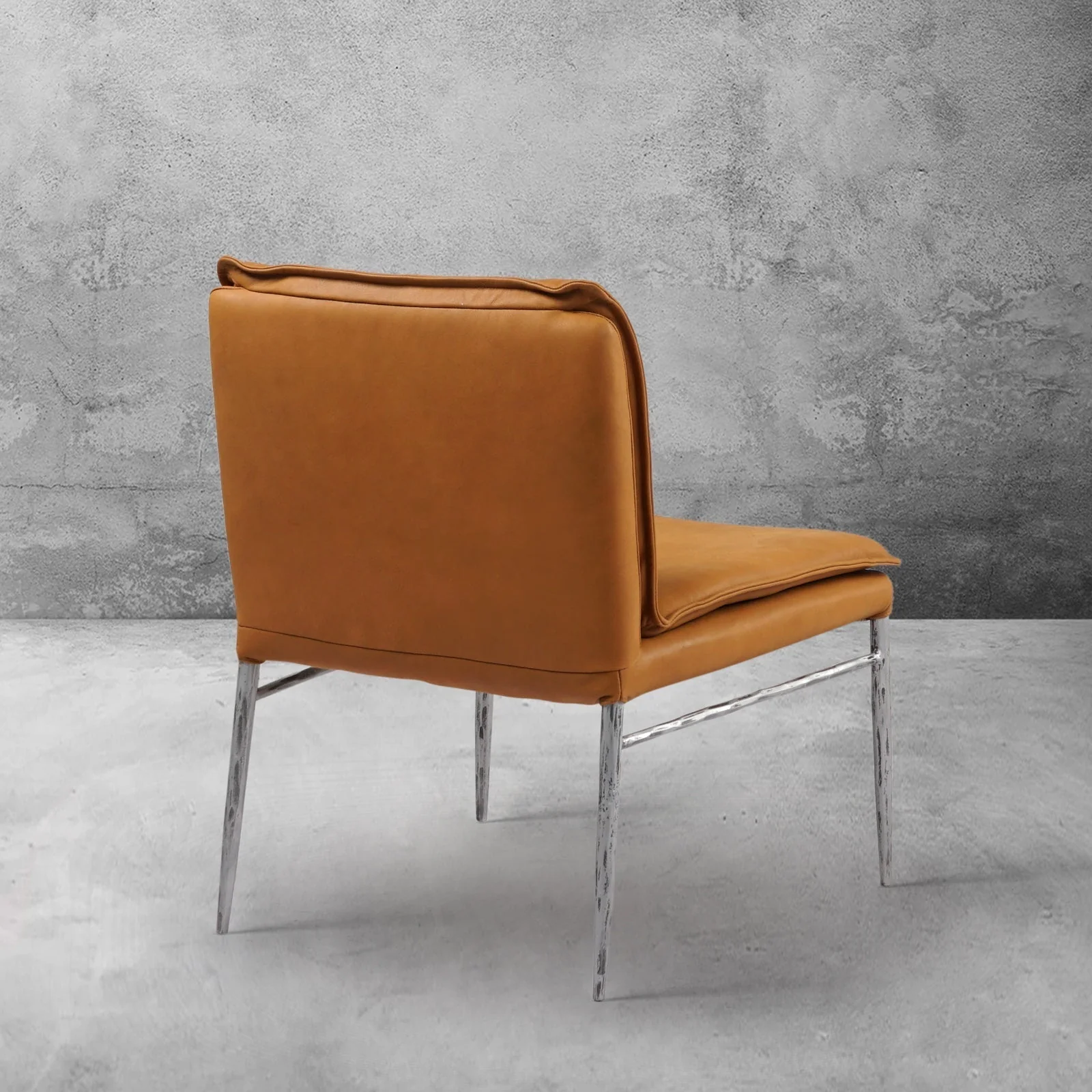 Hand-Forged Metal Vintage Leather Dining Chair - Image 11