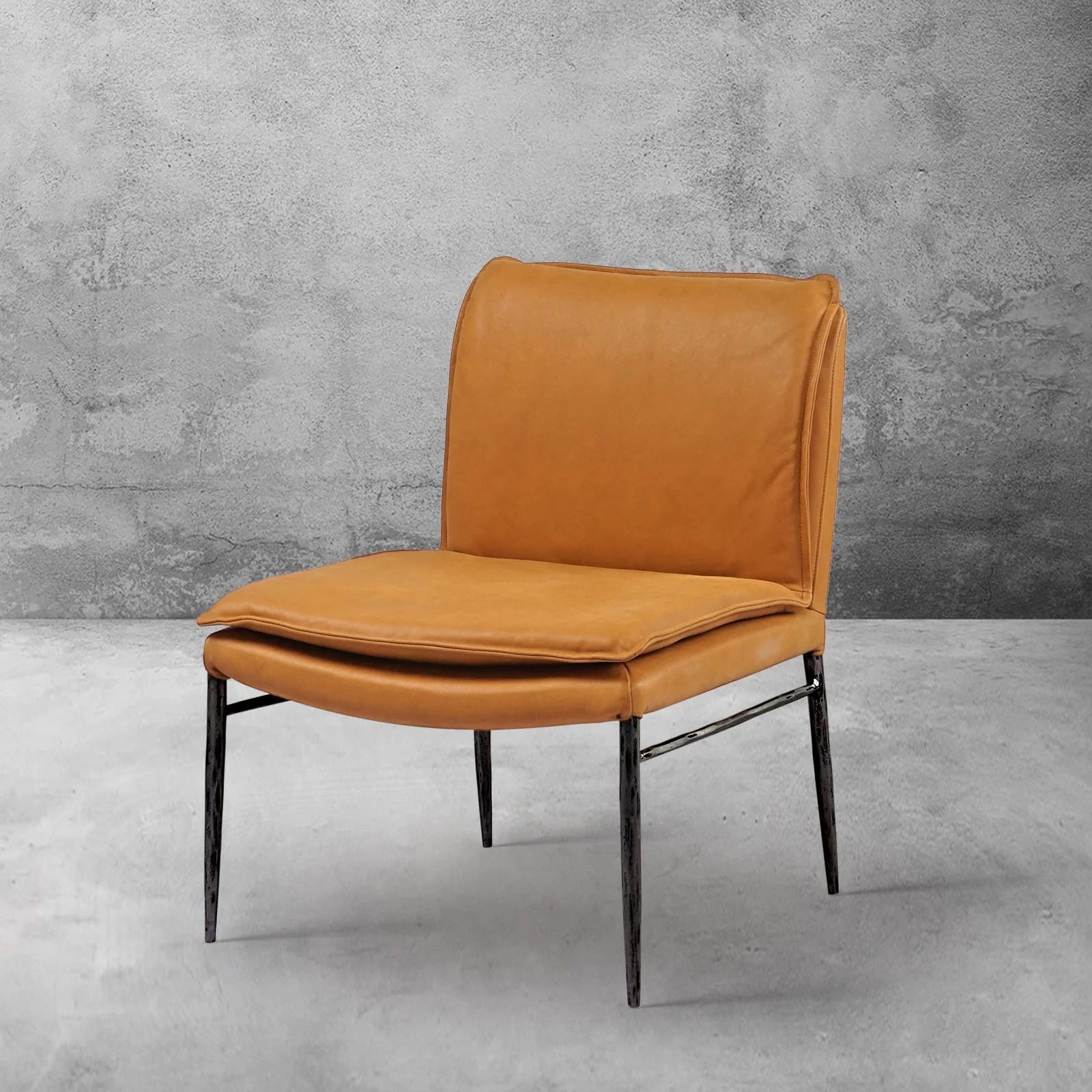 Hand-Forged Metal Vintage Leather Dining Chair - Image 15