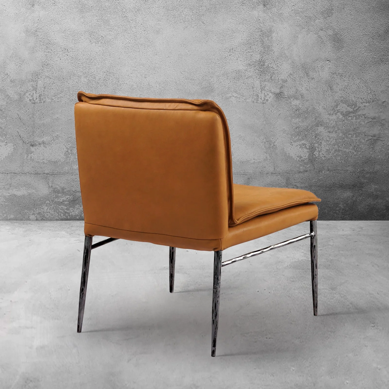 Hand-Forged Metal Vintage Leather Dining Chair - Image 5