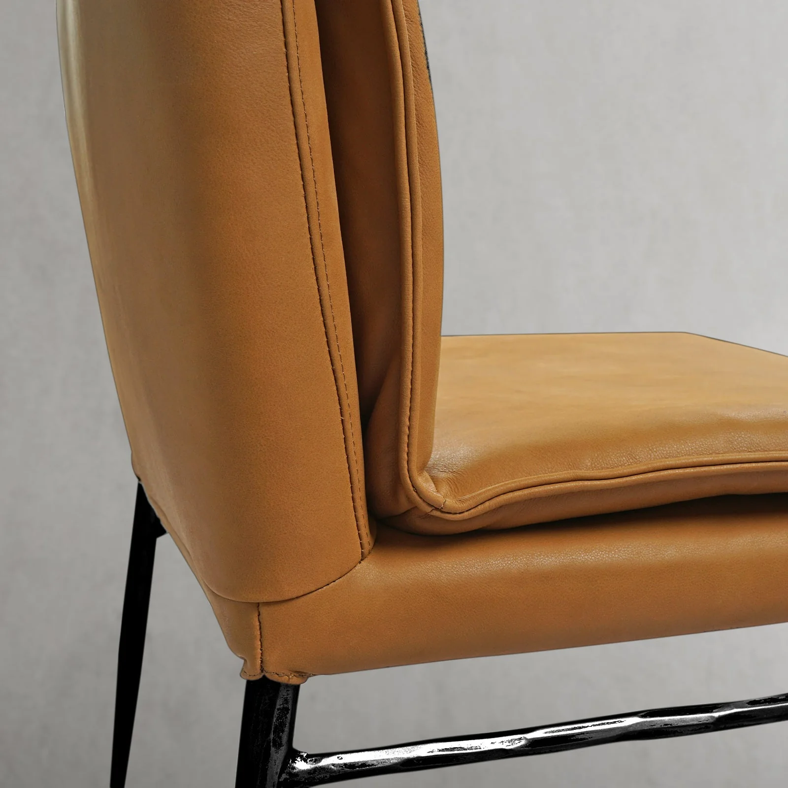 Hand-Forged Metal Vintage Leather Dining Chair - Image 6
