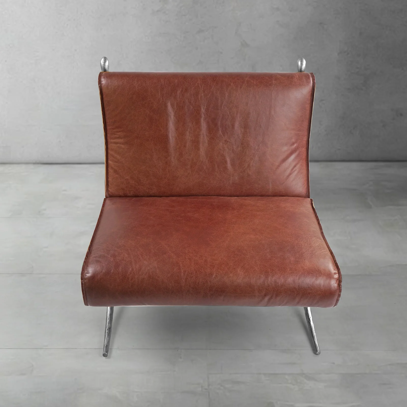 Hand-Forged Metal Vintage Leather Lounge Chair - Image 23