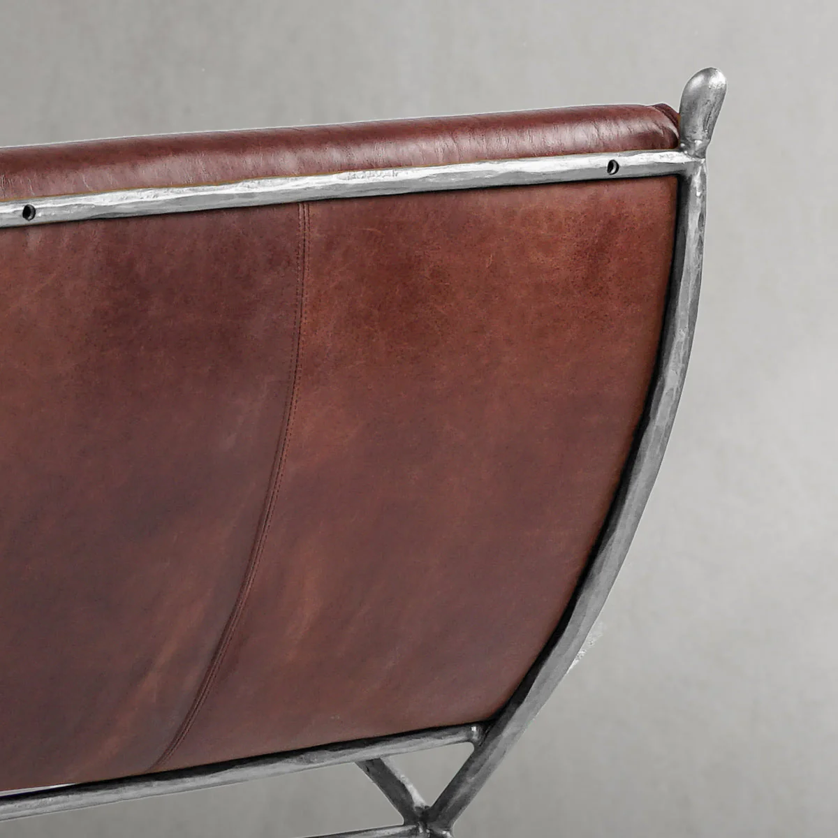 Hand-Forged Metal Vintage Leather Lounge Chair - Image 26