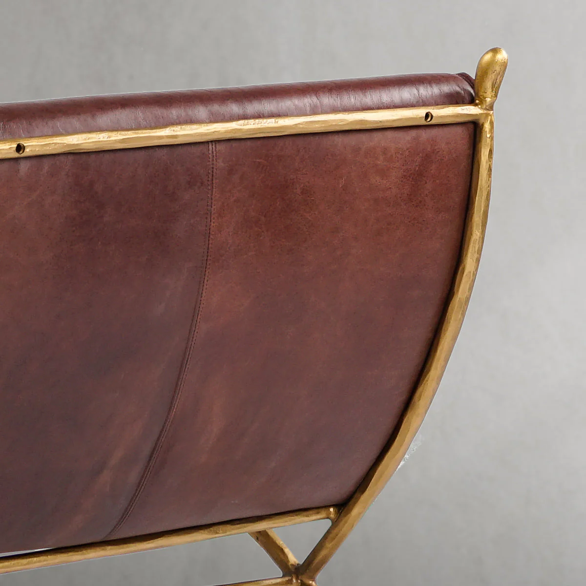 Hand-Forged Metal Vintage Leather Lounge Chair - Image 4