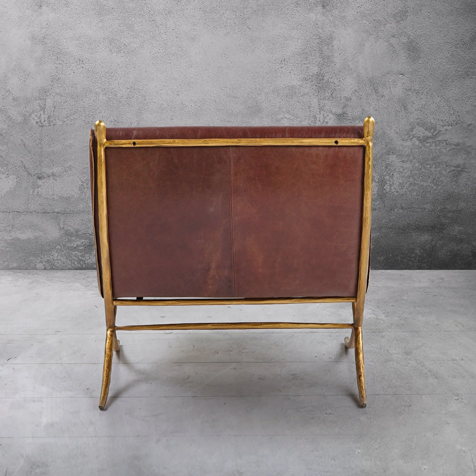 Hand-Forged Metal Vintage Leather Lounge Chair - Image 5
