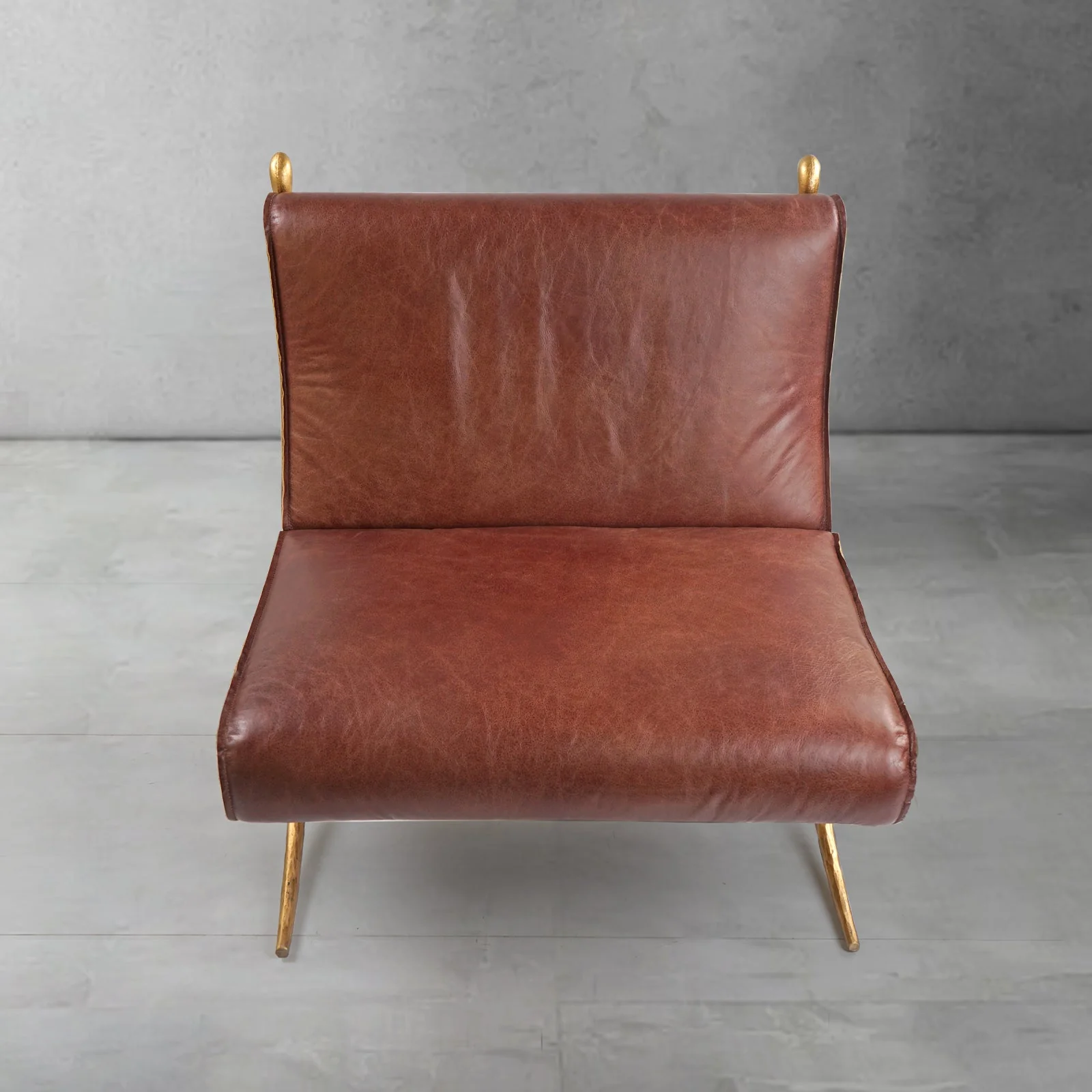 Hand-Forged Metal Vintage Leather Lounge Chair - Image 6