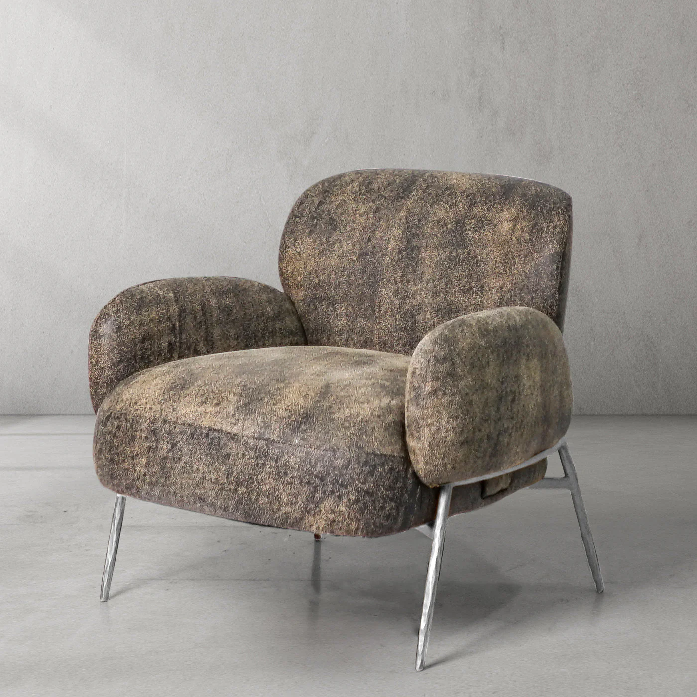 Hand-Forged Metal Vintage Pearl Grain Cowhide Lounge Chair - Image 18