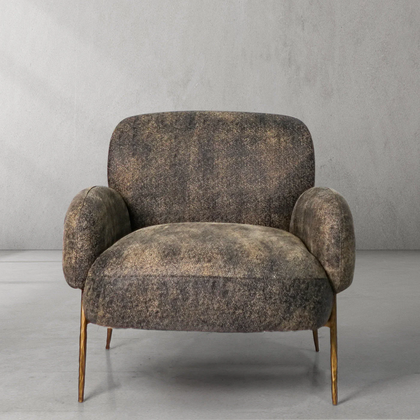 Hand-Forged Metal Vintage Pearl Grain Cowhide Lounge Chair - Image 2