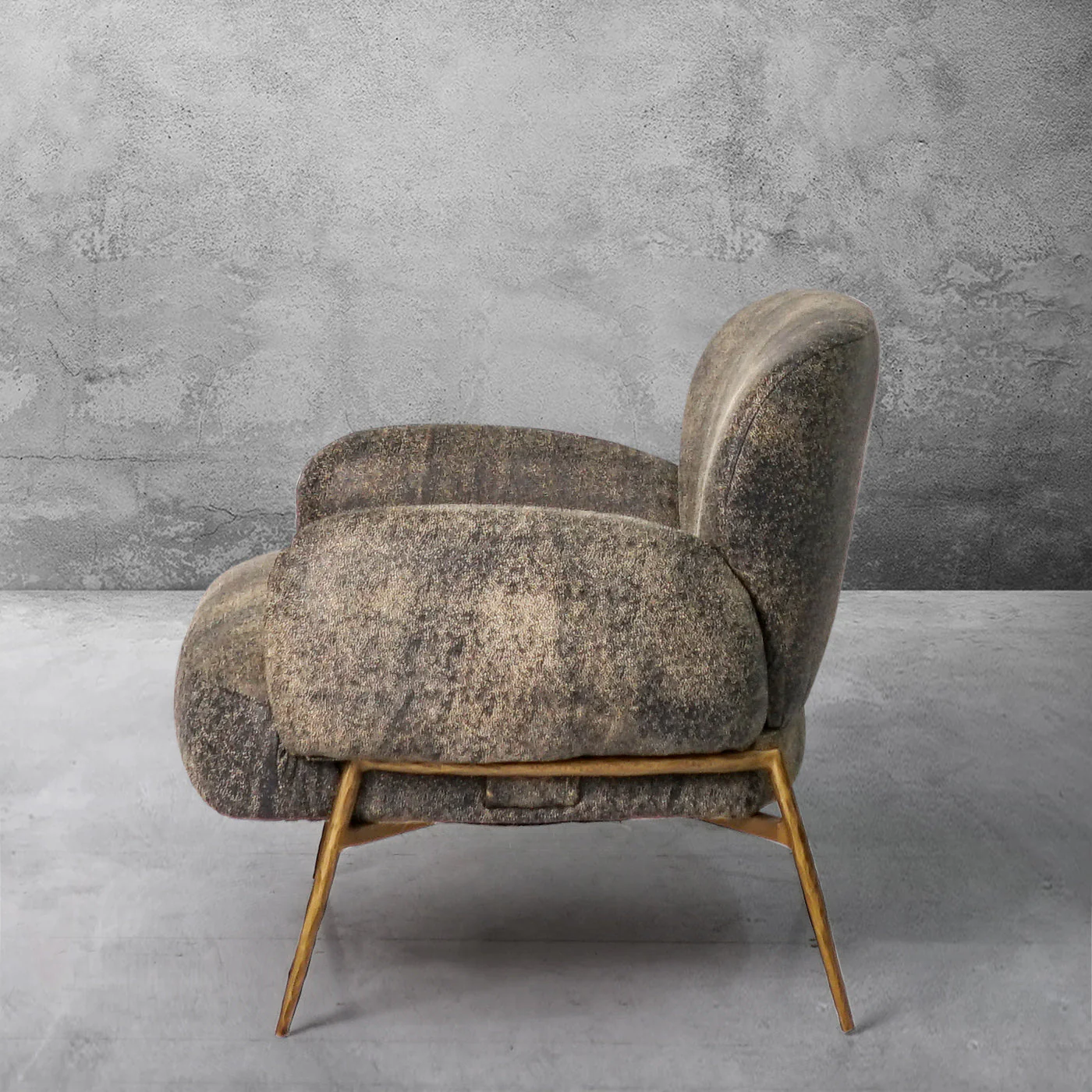 Hand-Forged Metal Vintage Pearl Grain Cowhide Lounge Chair - Image 3