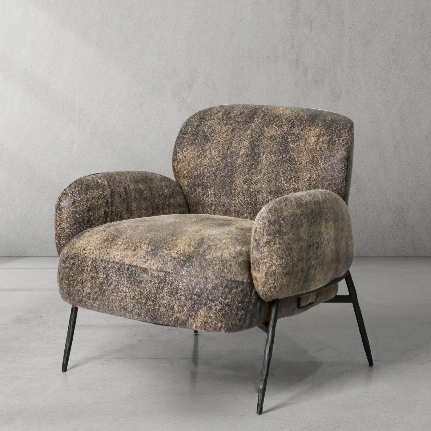 Hand-Forged Metal Vintage Pearl Grain Cowhide Lounge Chair - Image 6