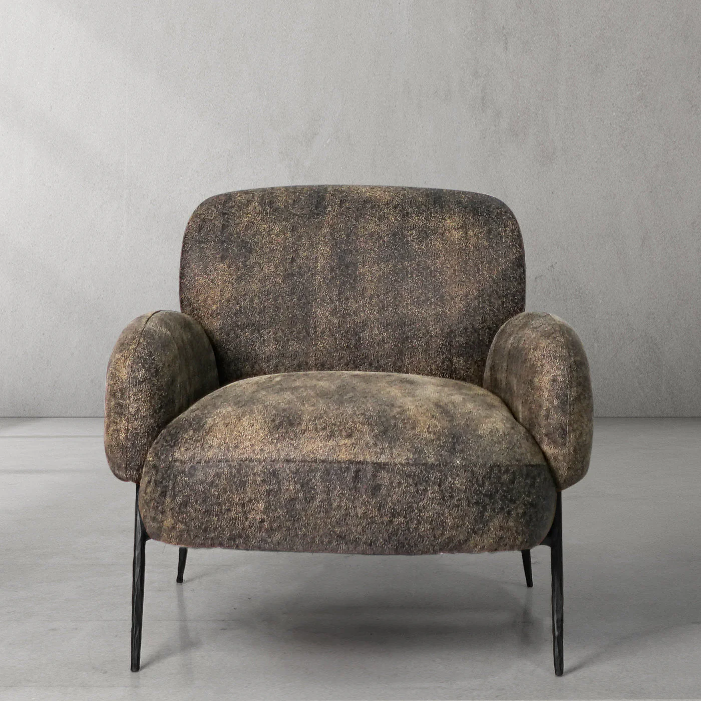 Hand-Forged Metal Vintage Pearl Grain Cowhide Lounge Chair - Image 7