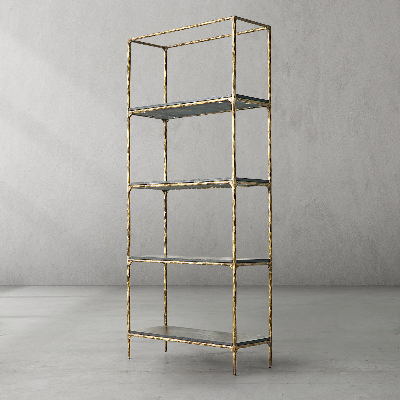 Hand-Forged Metal White Marble Shelving - Image 5