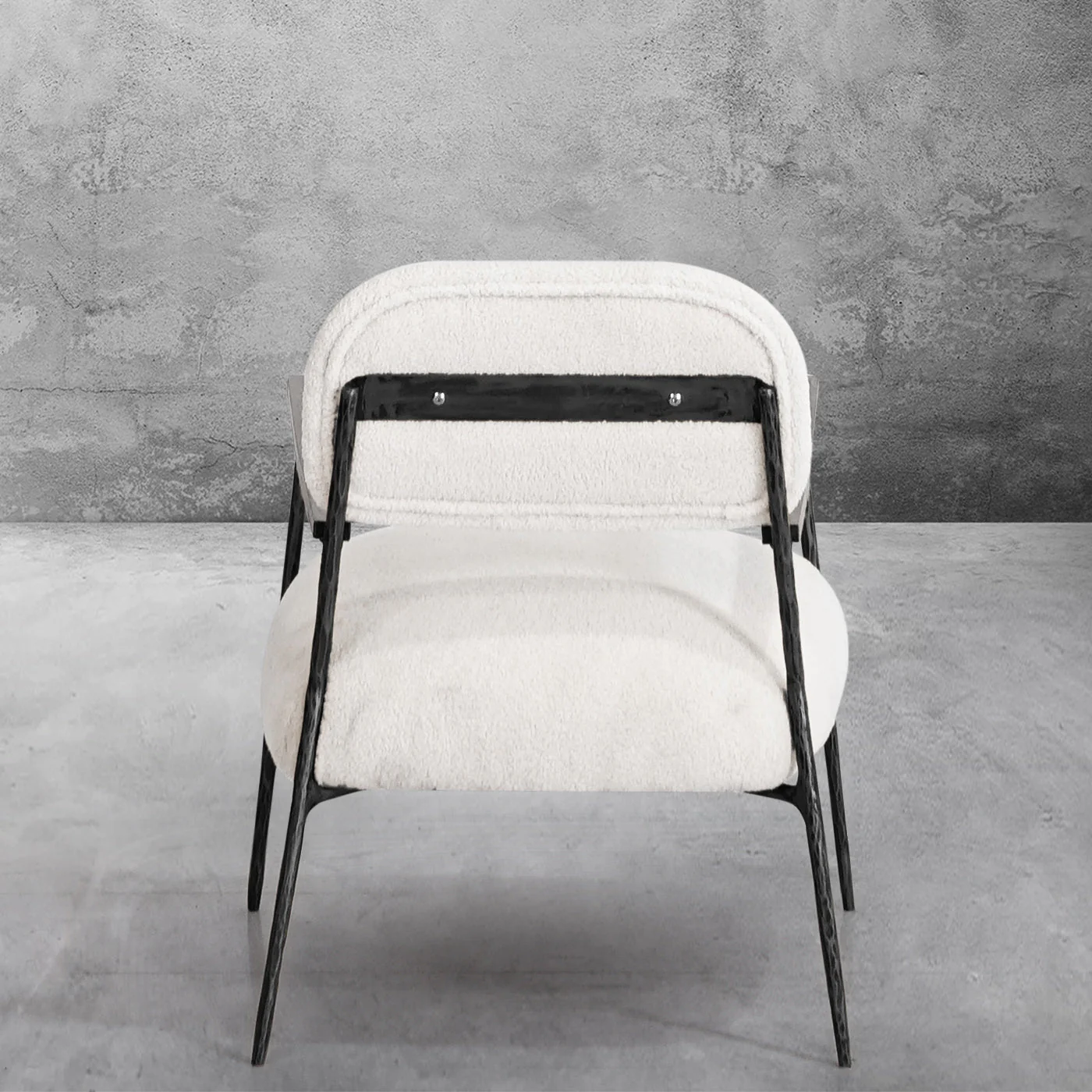 Hand-Forged Metal White Pure Wood Handrail Chair - Image 12
