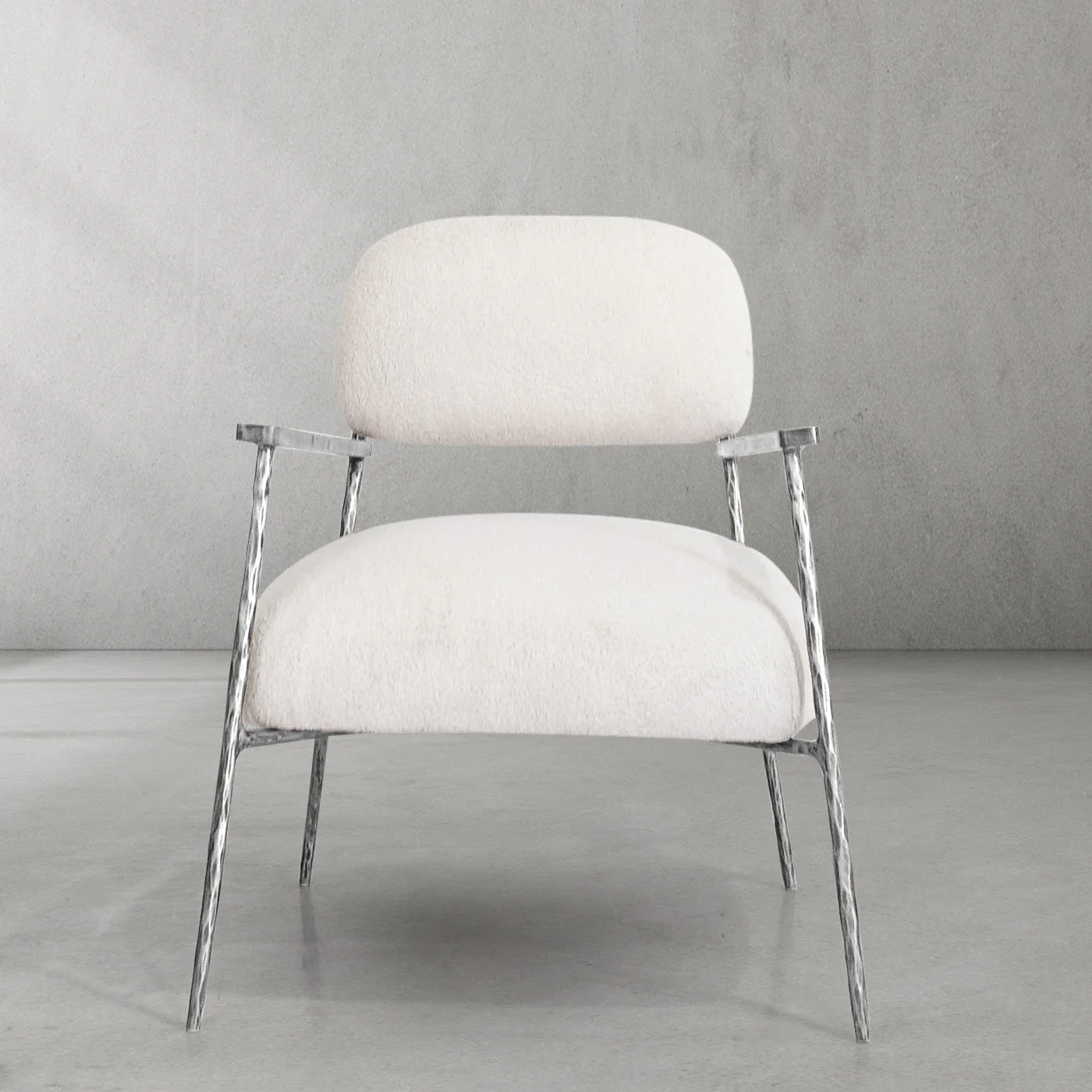 Hand-Forged Metal White Pure Wood Handrail Chair - Image 14