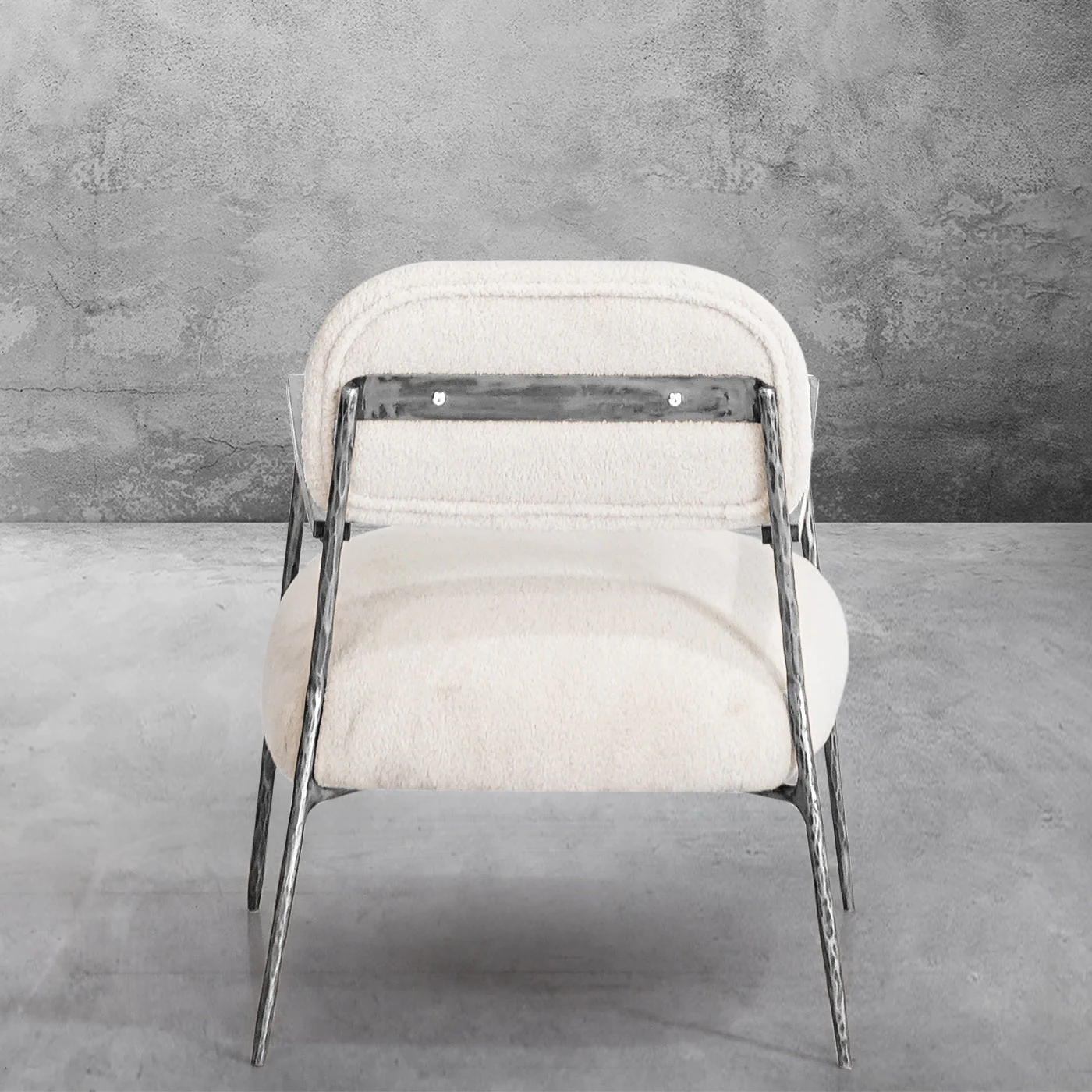 Hand-Forged Metal White Pure Wood Handrail Chair - Image 18