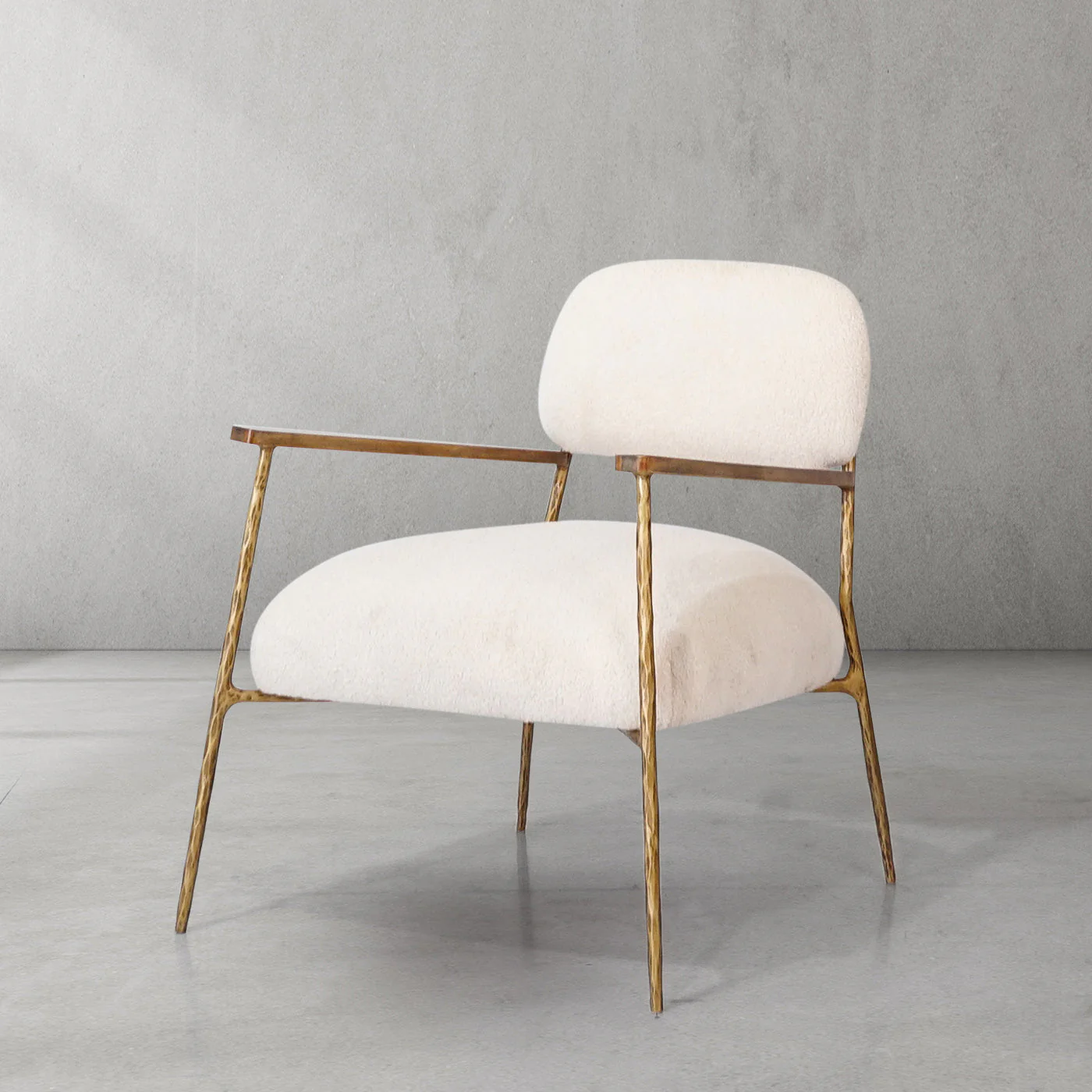 Hand-Forged Metal White Pure Wood Handrail Chair - Image 19