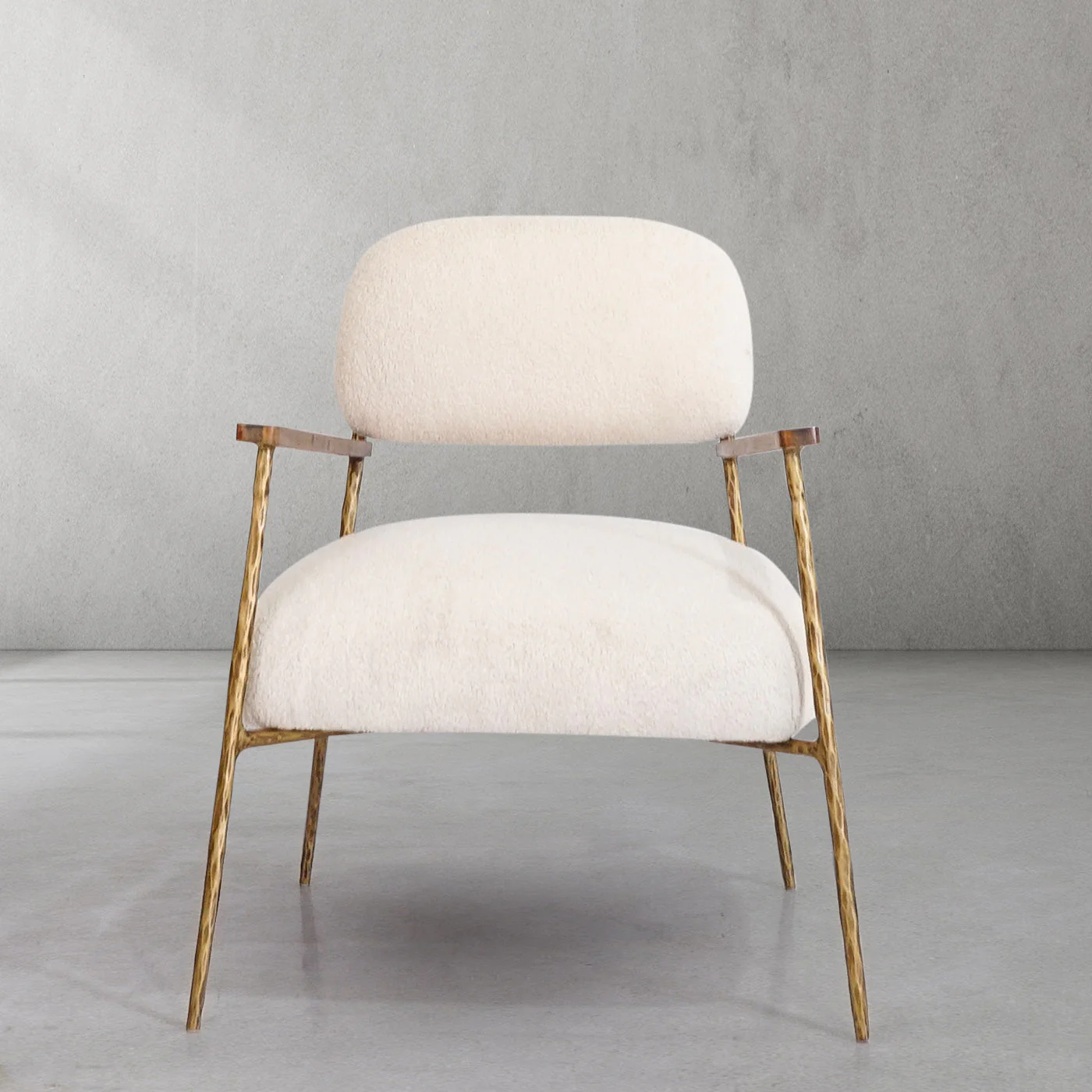 Hand-Forged Metal White Pure Wood Handrail Chair - Image 2