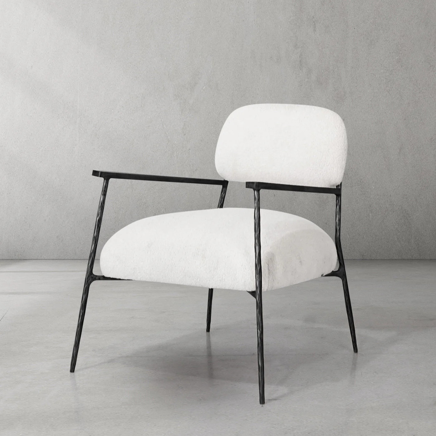 Hand-Forged Metal White Pure Wood Handrail Chair - Image 20