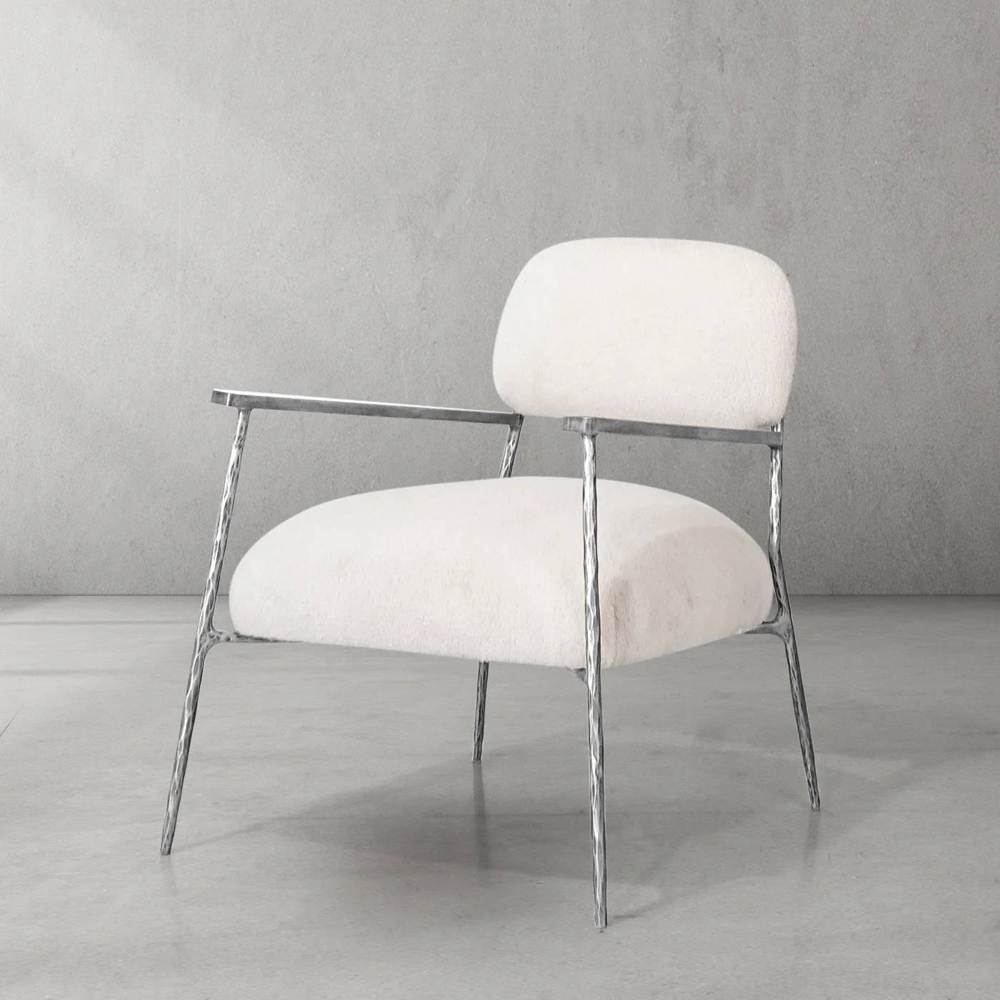 Hand-Forged Metal White Pure Wood Handrail Chair - Image 21