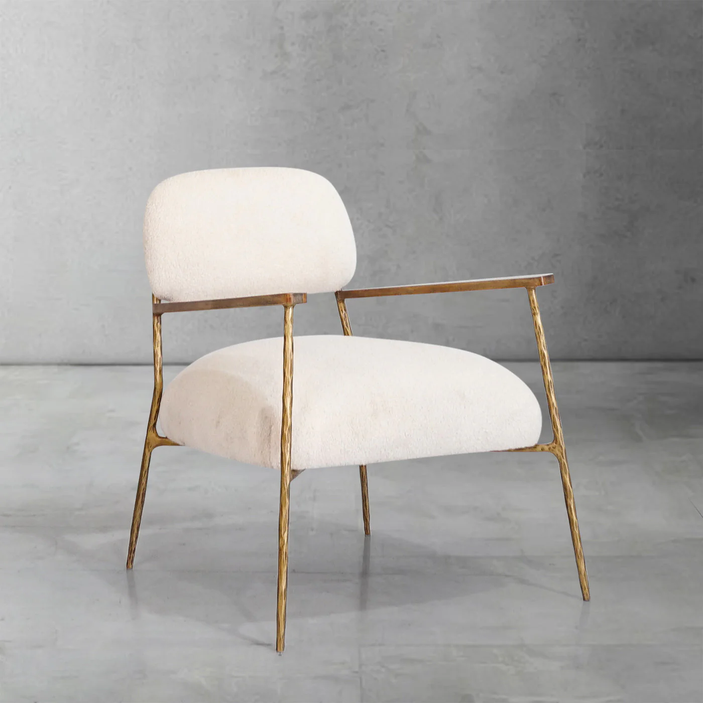 Hand-Forged Metal White Pure Wood Handrail Chair - Image 3