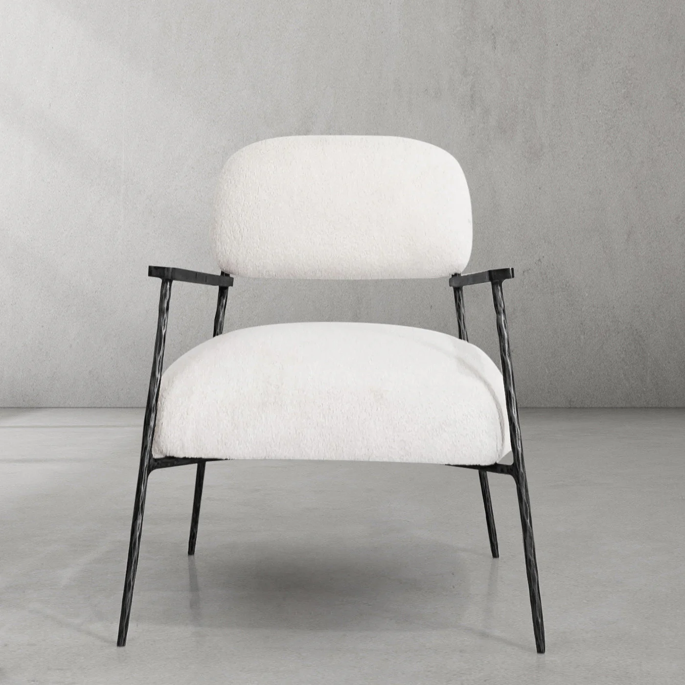 Hand-Forged Metal White Pure Wood Handrail Chair - Image 8